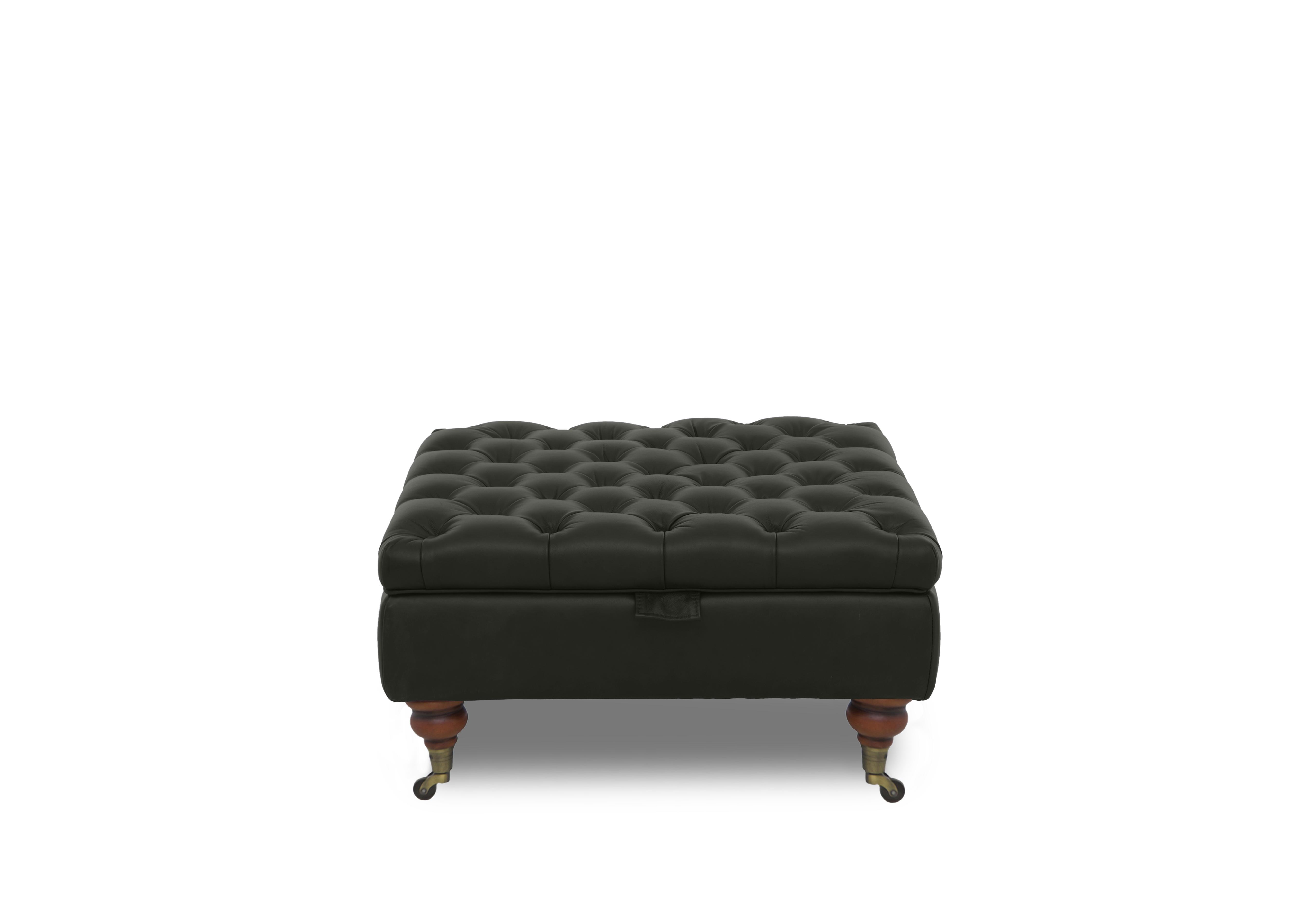 Columbus Leather Large Storage Footstool with Castors in Emerald Cat-200/89 on Furniture Village