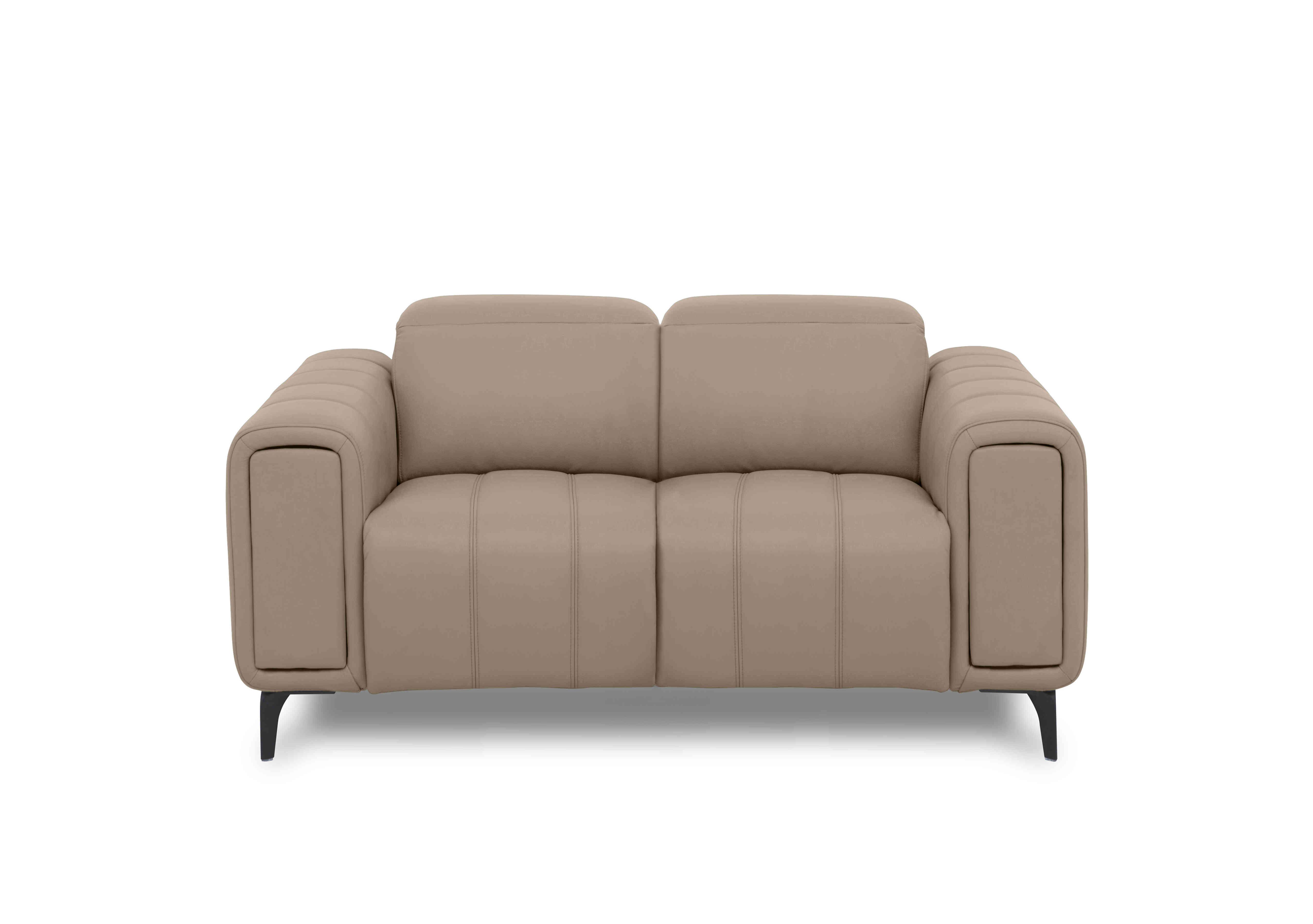 Elphaba Leather 2 Seater Sofa with Storage Arms in Barley Cat-60/06 on Furniture Village