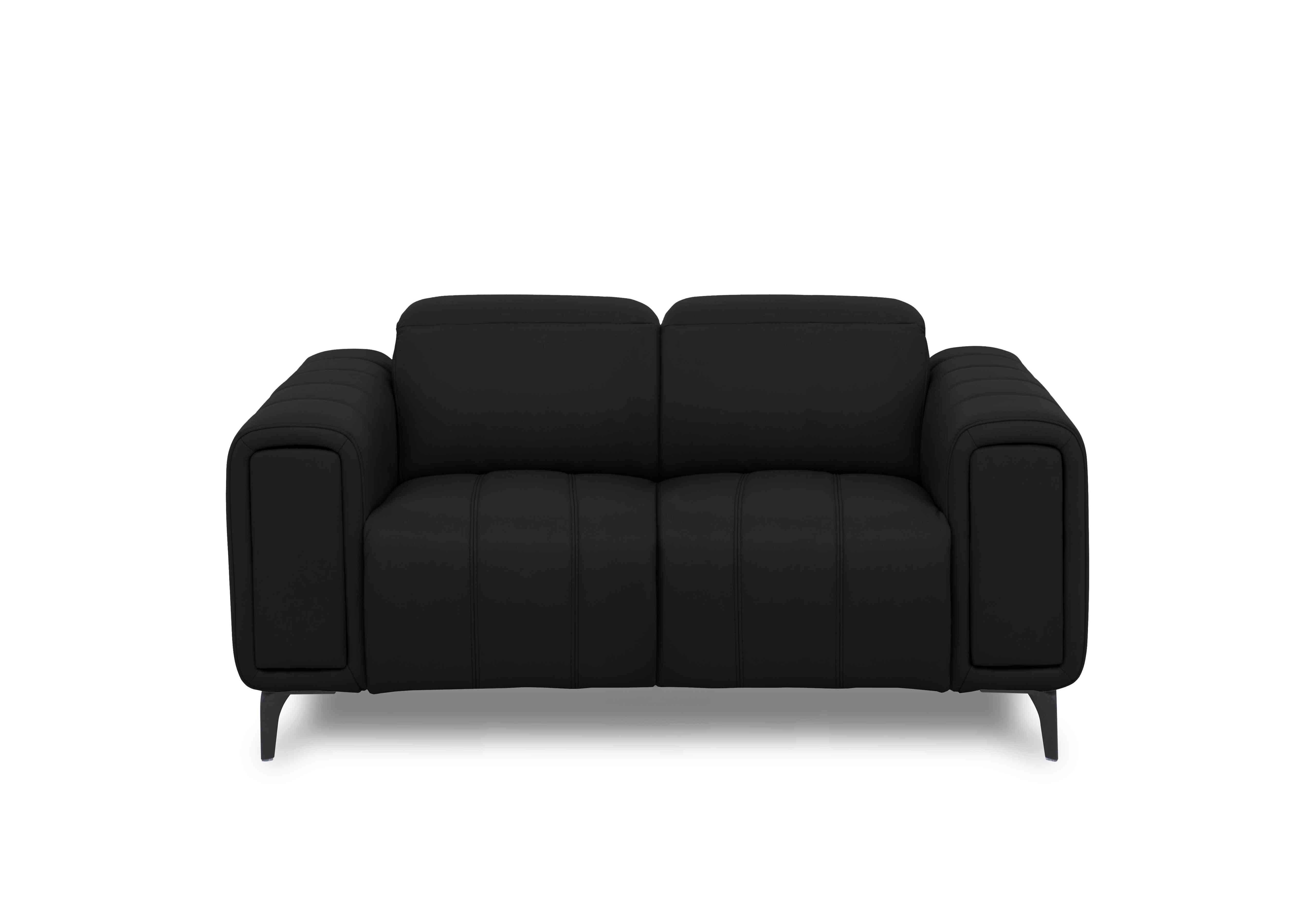 Elphaba Leather 2 Seater Sofa with Storage Arms in Jet Black Cat-60/22 on Furniture Village