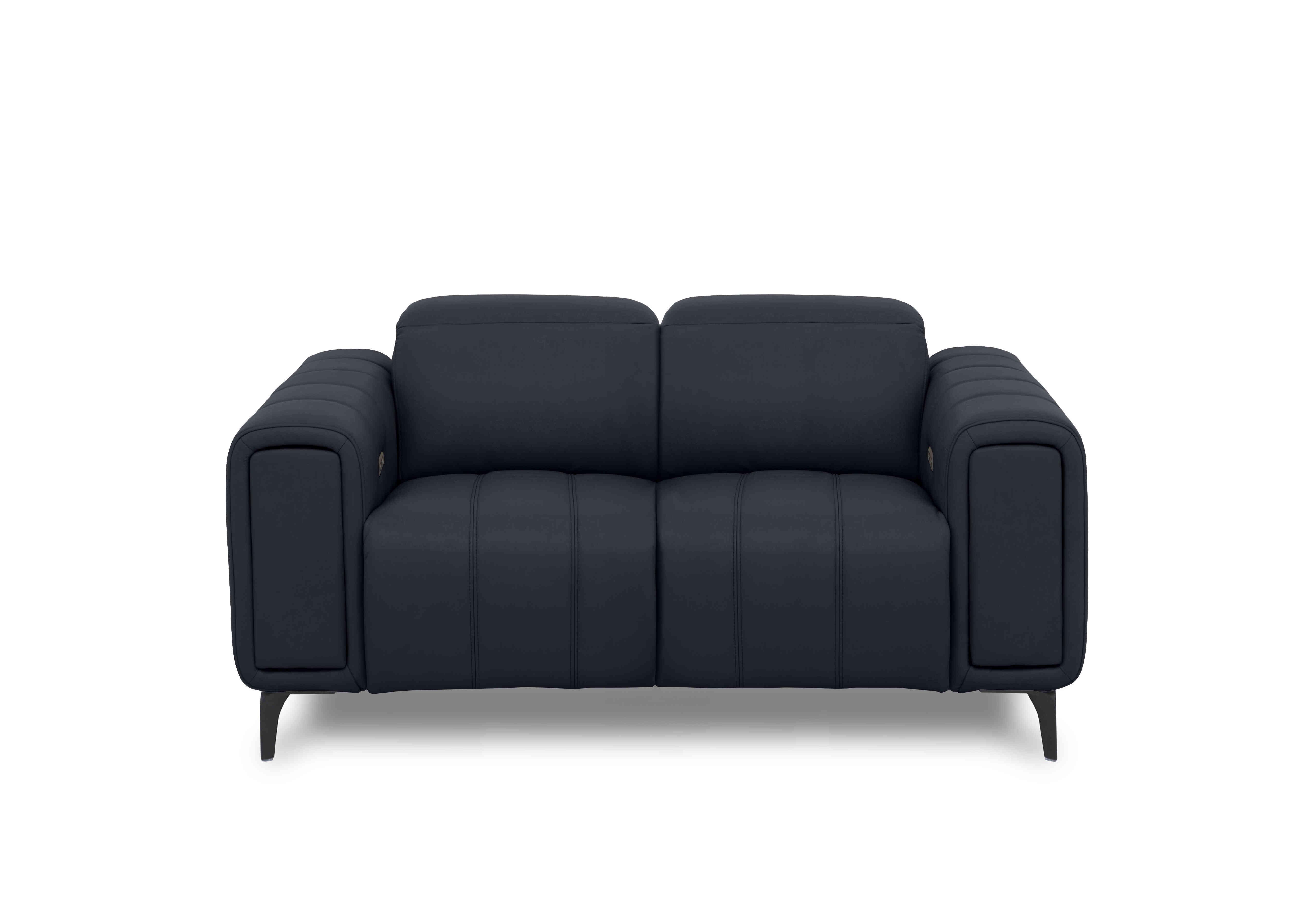 Elphaba Leather 2 Seater Sofa with Storage Arms in Navy Cat-40/24 on Furniture Village