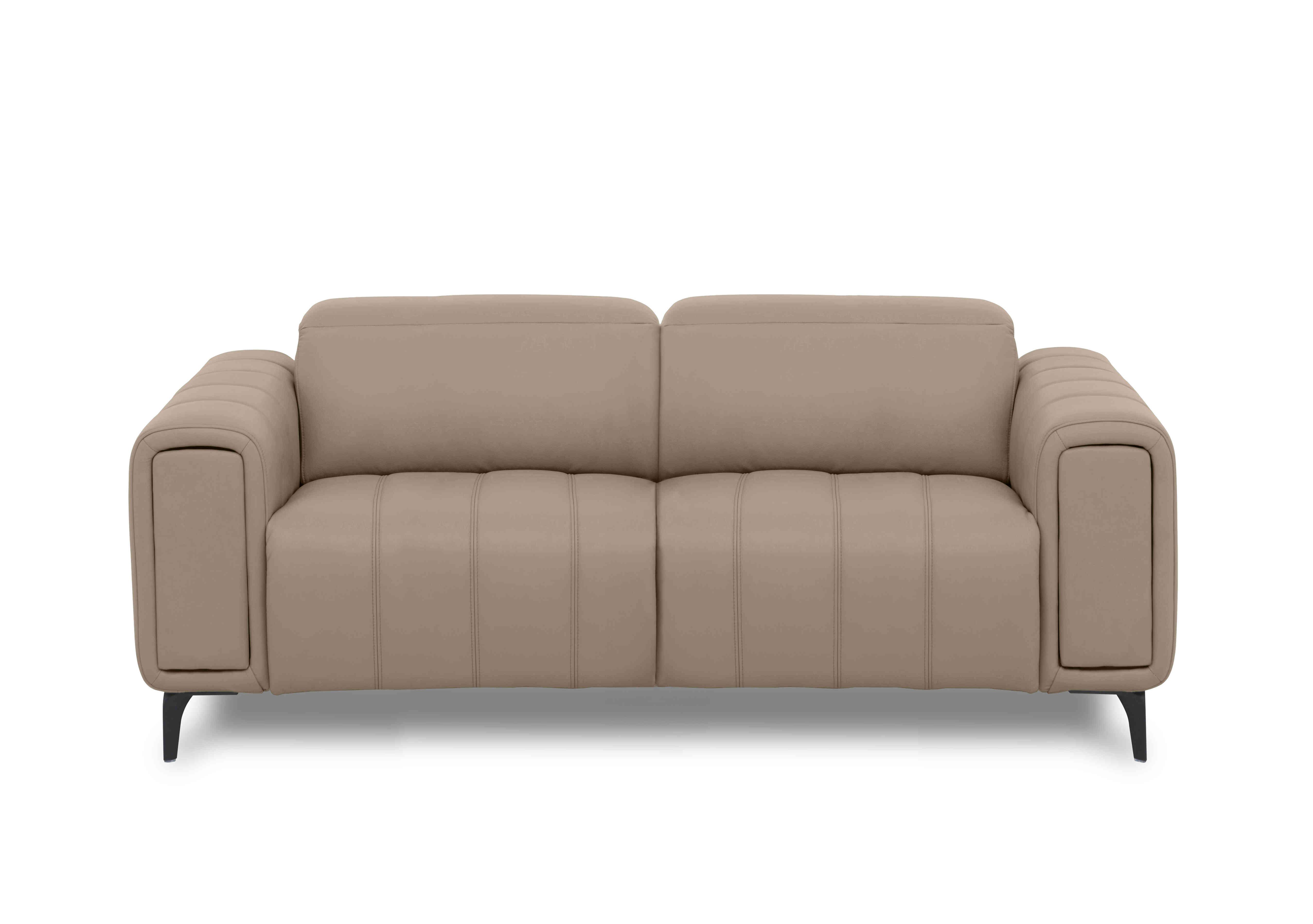 Elphaba Leather 3 Seater Sofa with Storage Arms in Barley Cat-60/06 on Furniture Village