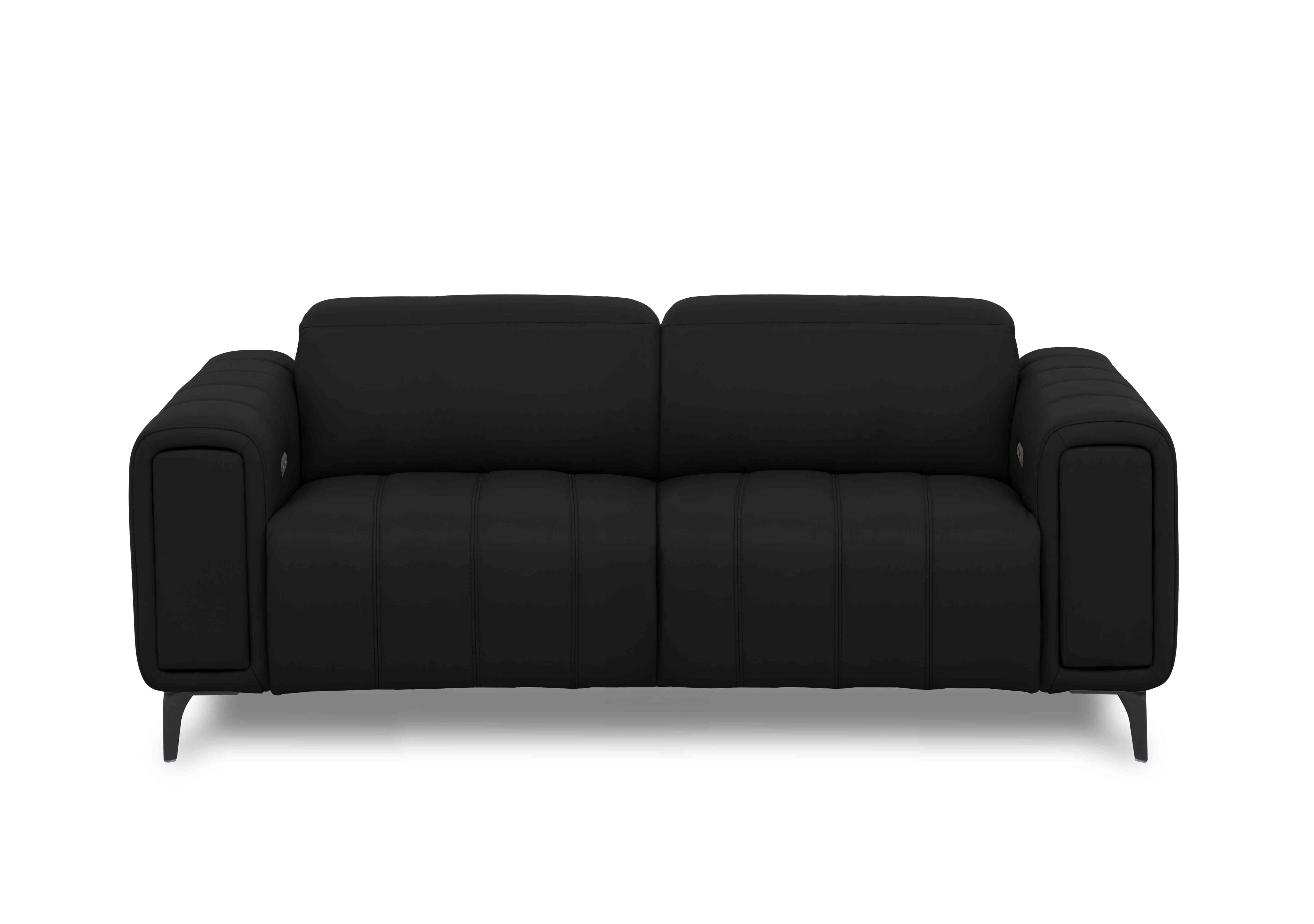 Elphaba Leather 3 Seater Sofa with Storage Arms in Jet Black Cat-60/22 on Furniture Village