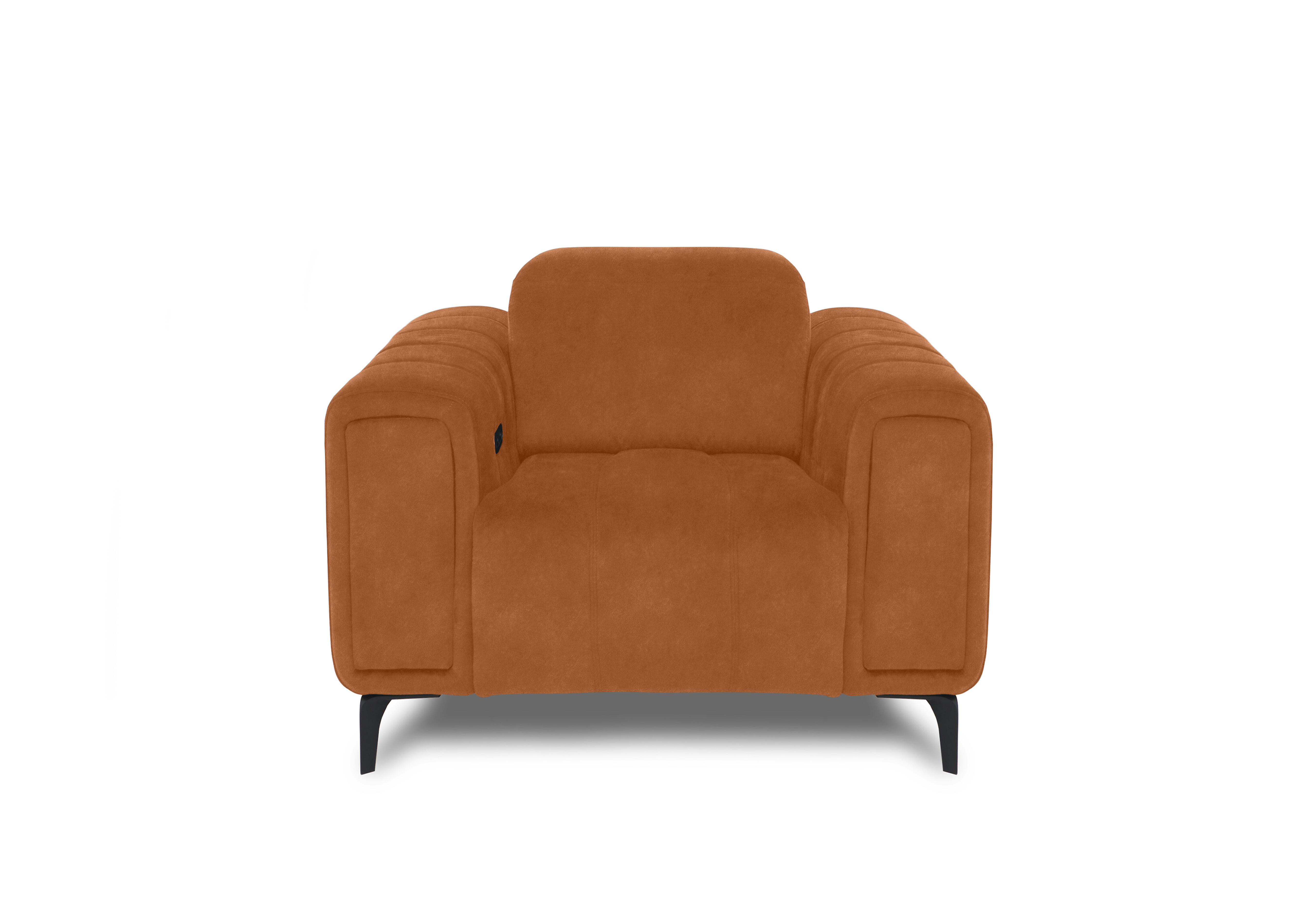 Elphaba Fabric Chair with Storage Arms in Dexter Pumpkin 43509 on Furniture Village