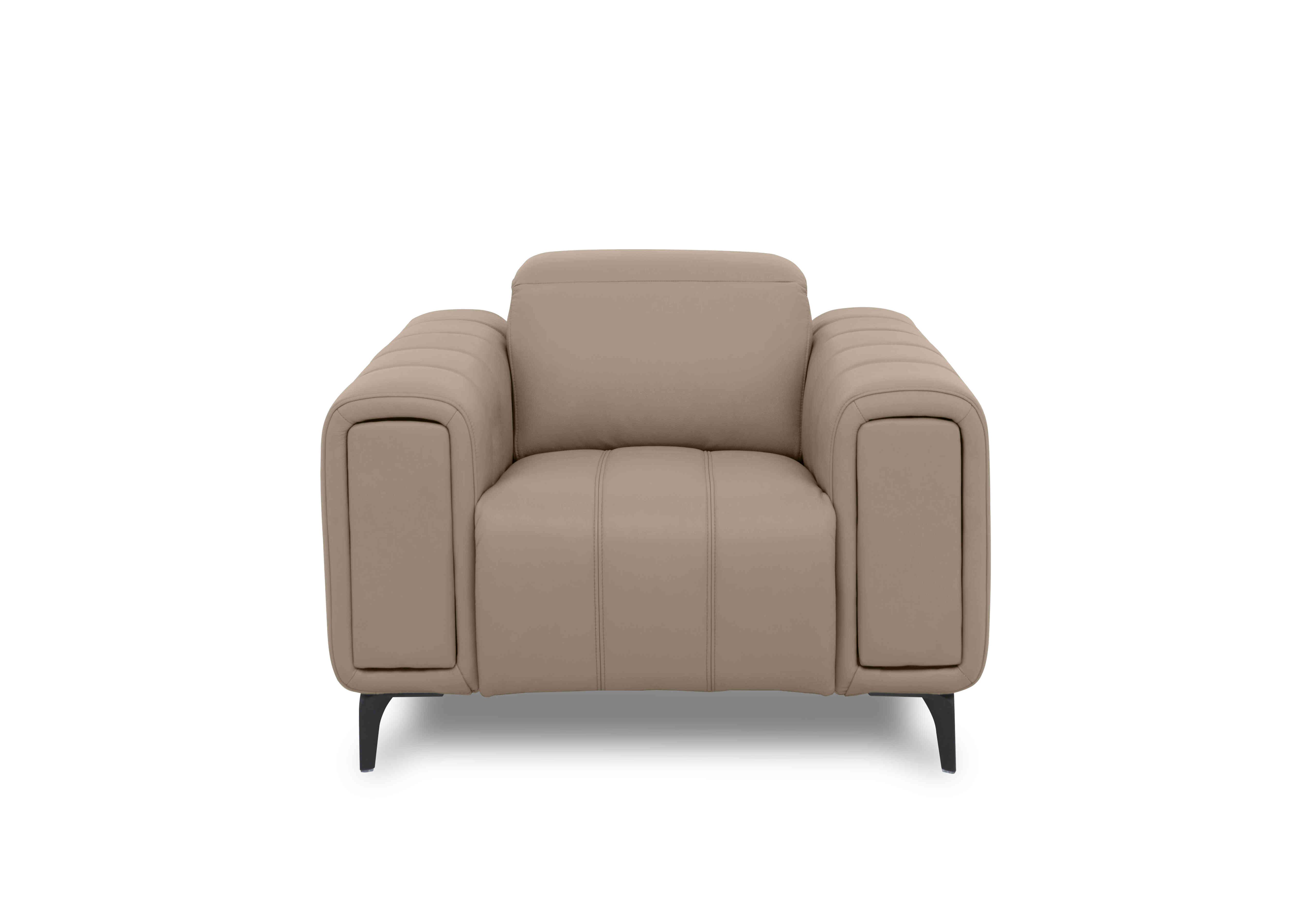 Elphaba Leather Chair with Storage Arms in Barley Cat-60/06 on Furniture Village
