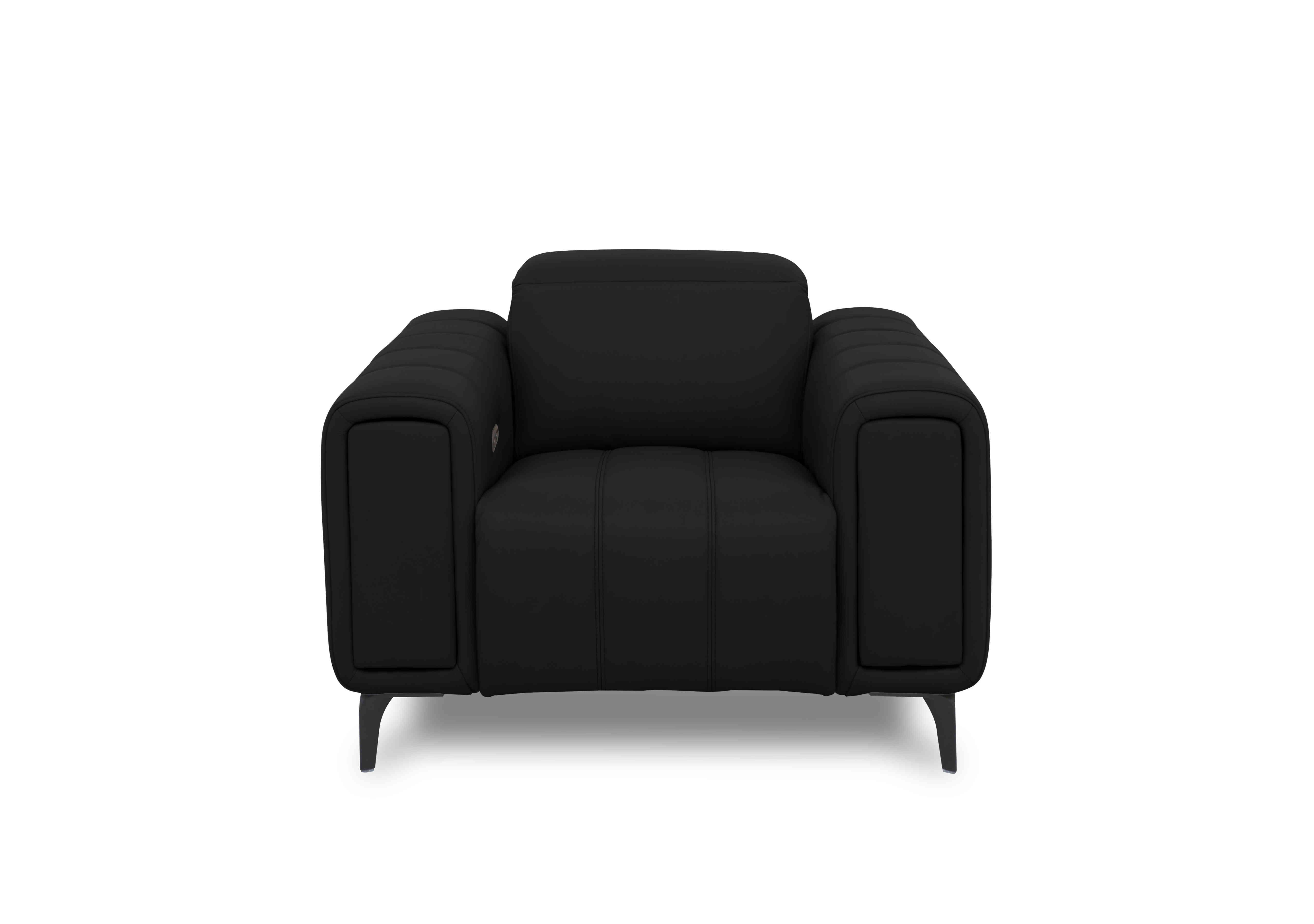 Elphaba Leather Chair with Storage Arms in Jet Black Cat-60/22 on Furniture Village