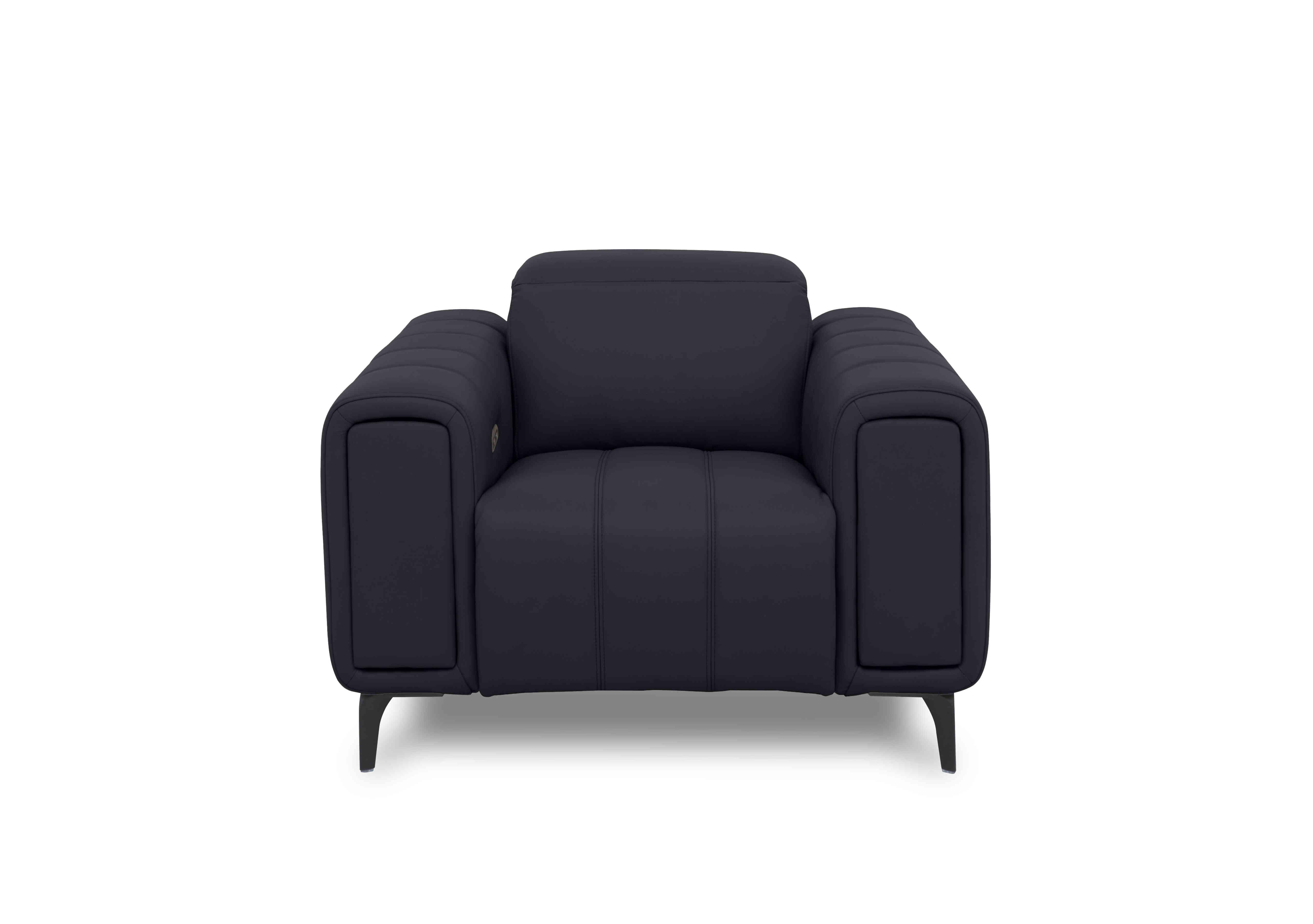 Elphaba Leather Chair with Storage Arms in Lavender Grey Cat-60/18 on Furniture Village