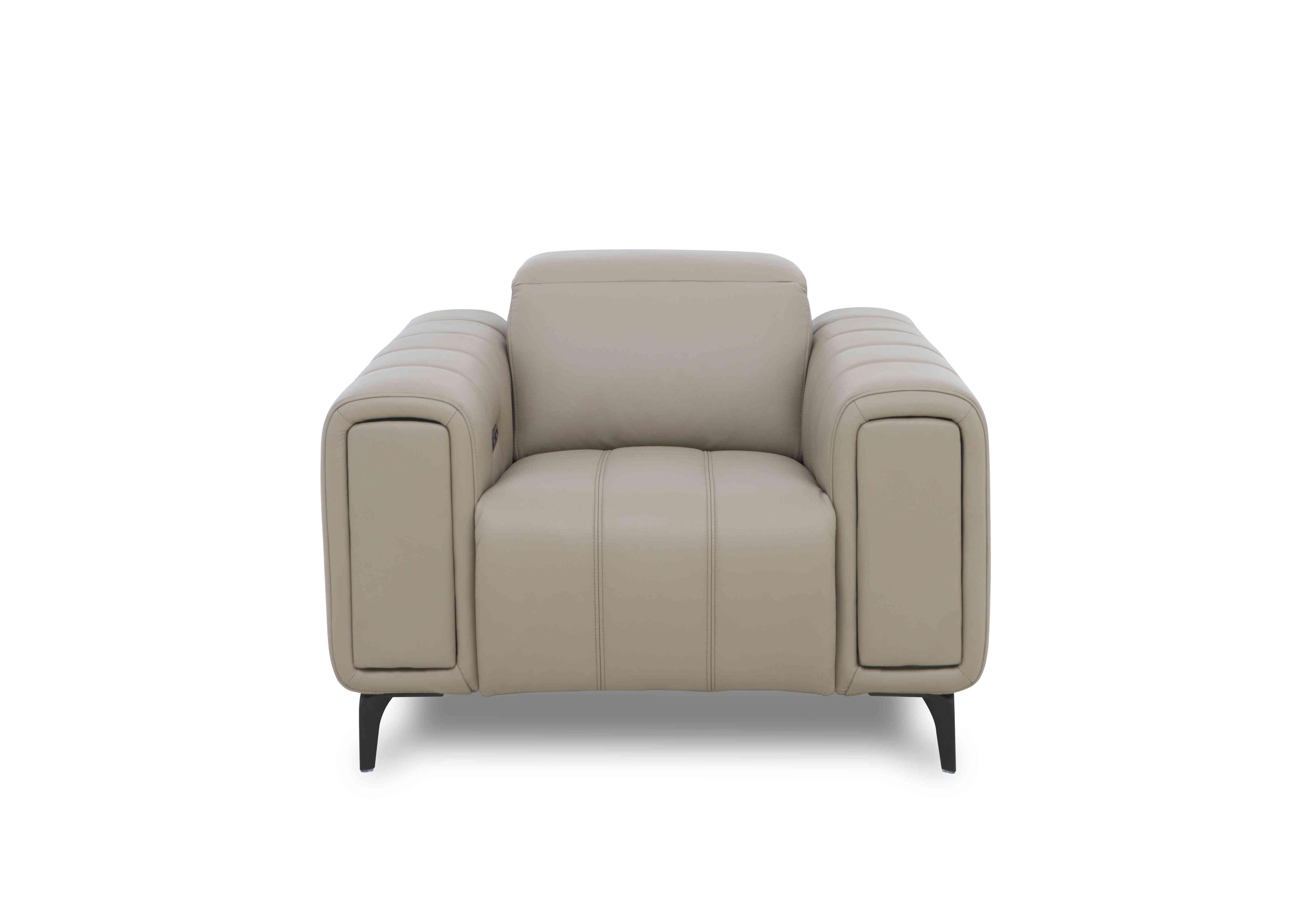 Elphaba Leather Chair with Storage Arms in Oyster Cat-40/08 on Furniture Village