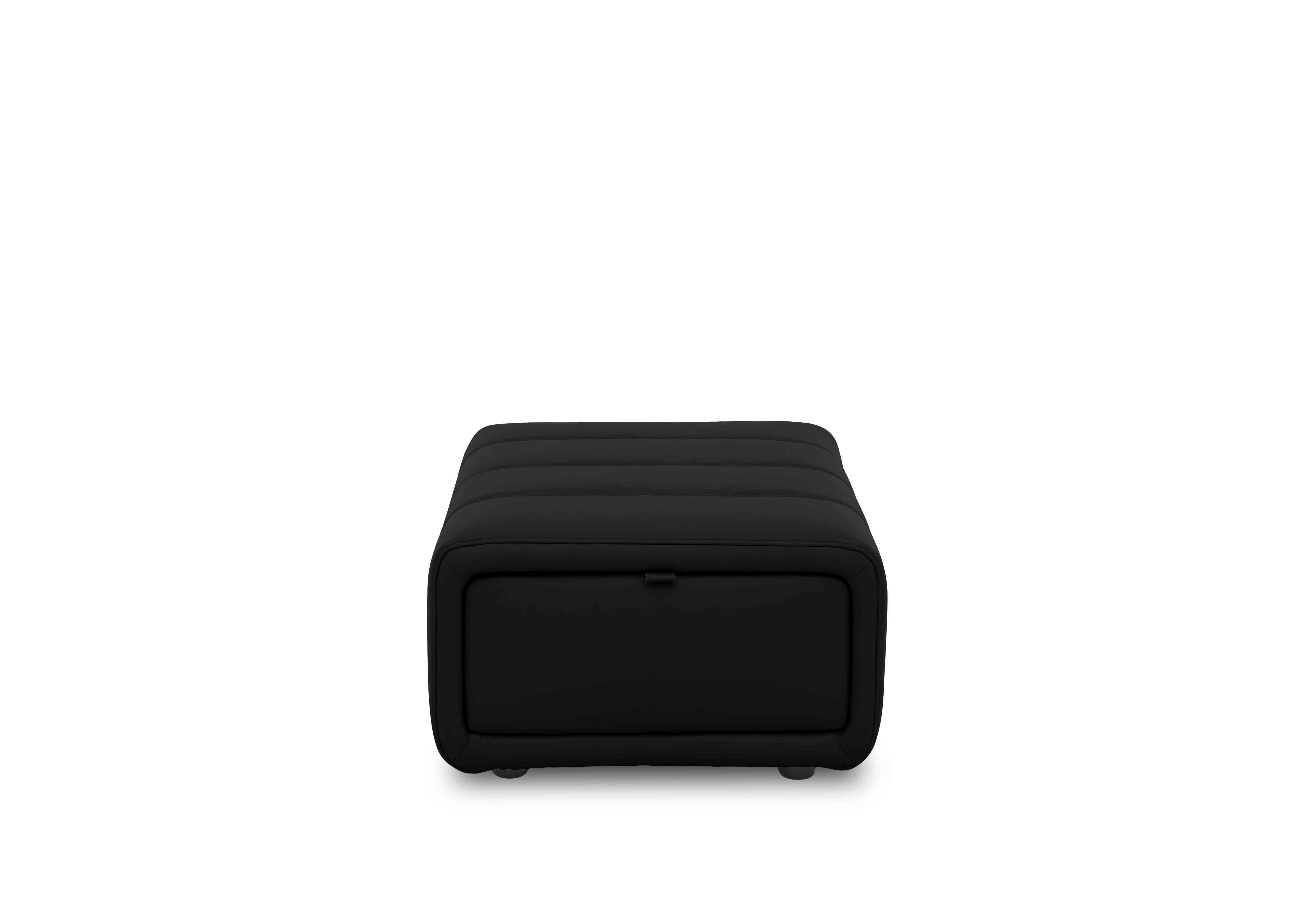 Elphaba Leather Storage Footstool in Jet Black Cat-60/22 on Furniture Village