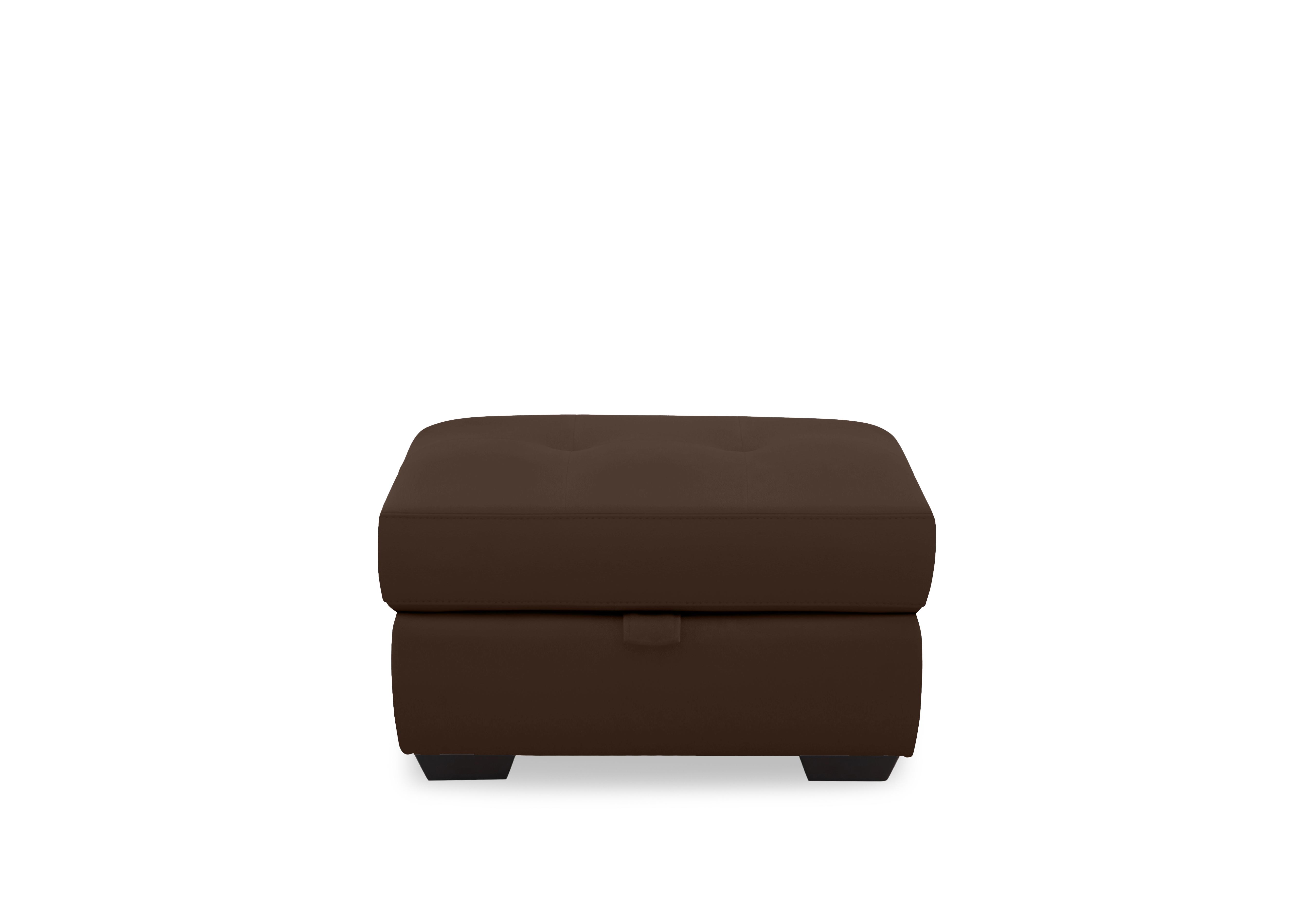 Dinky Leather Large Storage Footstool in Chocolate Cat-60/08 on Furniture Village