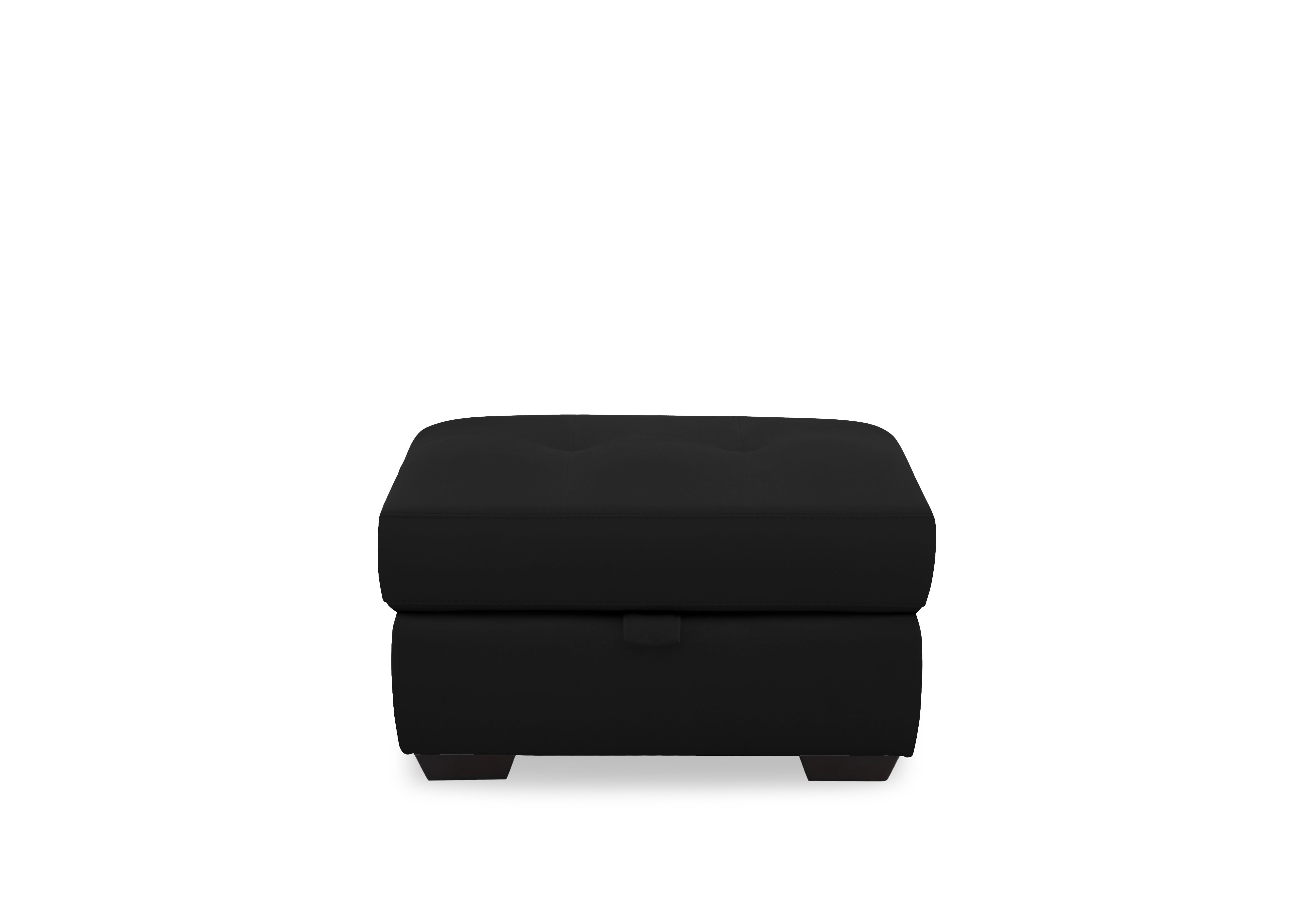 Dinky Leather Large Storage Footstool in Jet Black Cat-60/22 on Furniture Village