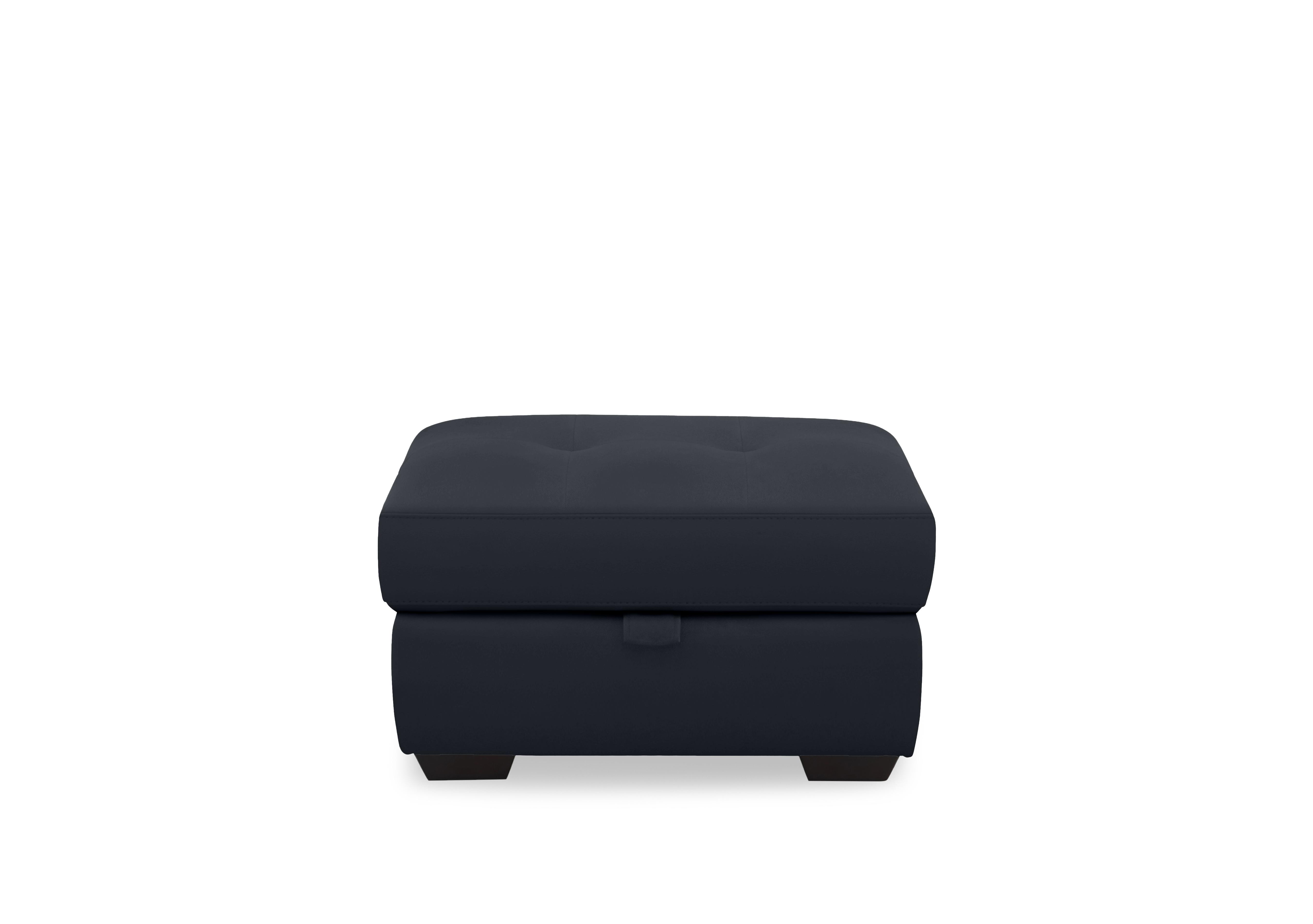 Dinky Leather Large Storage Footstool in Navy Cat-40/24 on Furniture Village