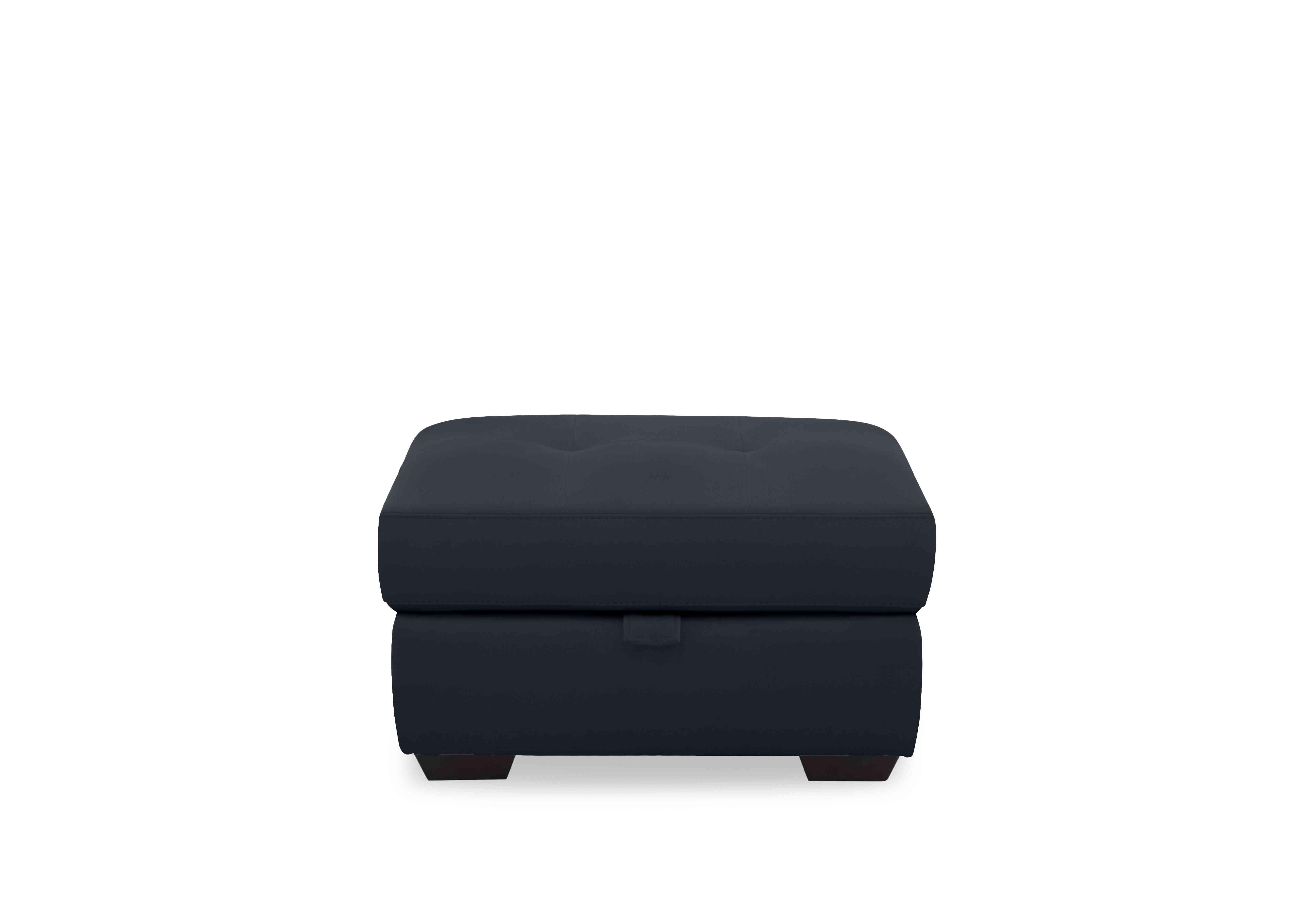 Dinky Leather Large Storage Footstool in Navy Cat-60/24 on Furniture Village