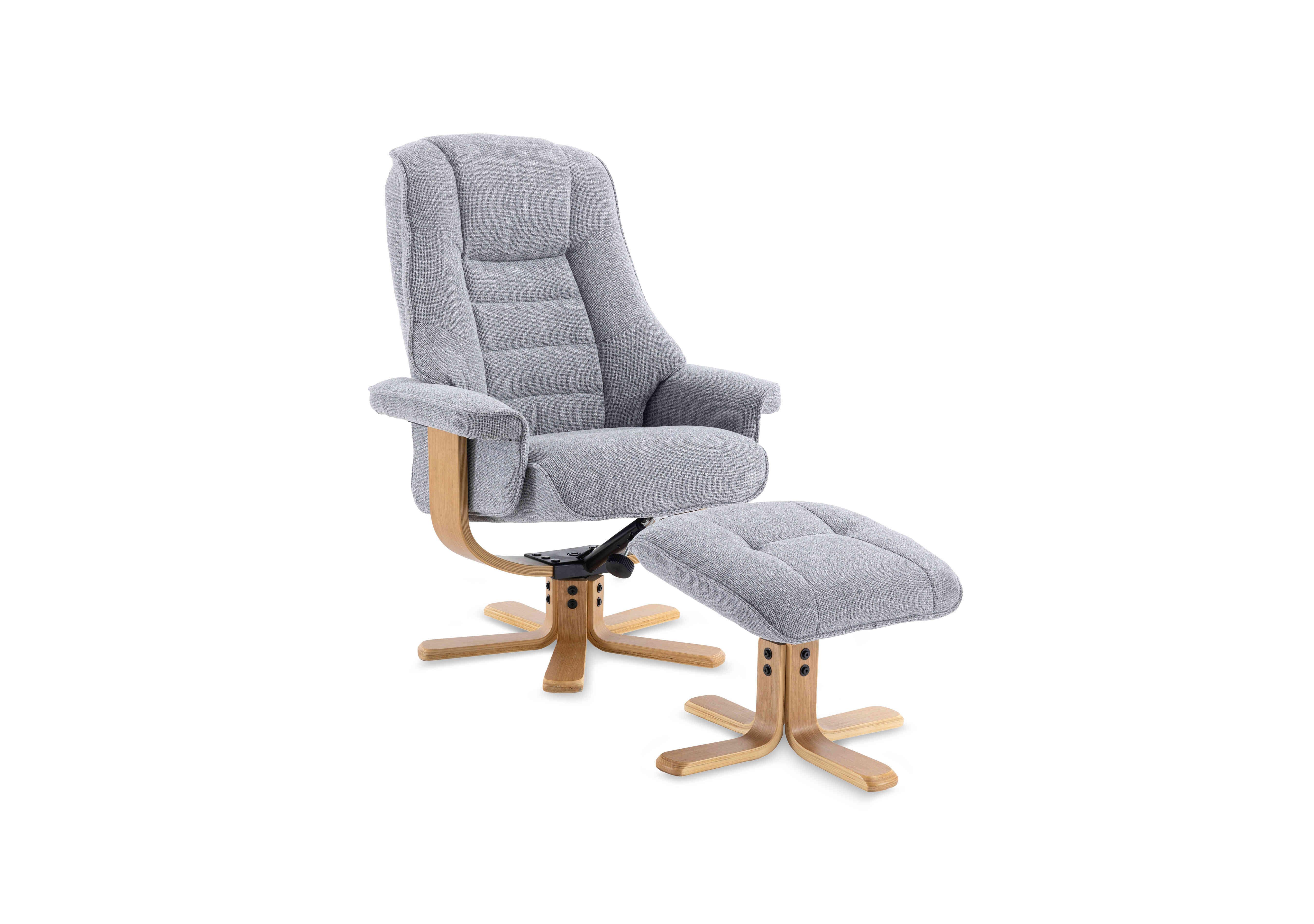 Riga Swivel Chair and Footstool in Chacha Dove on Furniture Village