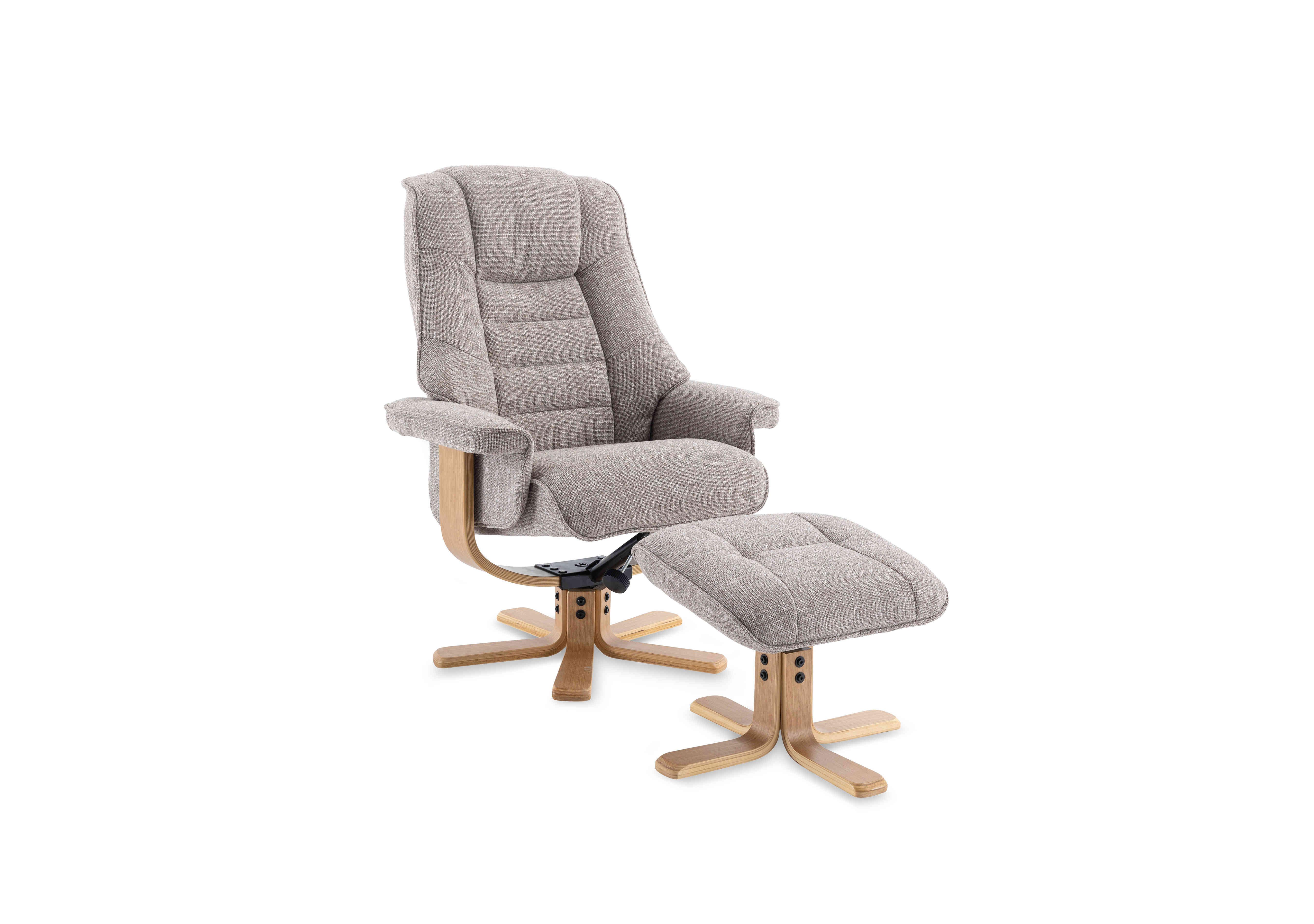 Riga Swivel Chair and Footstool in Chacha Oat on Furniture Village