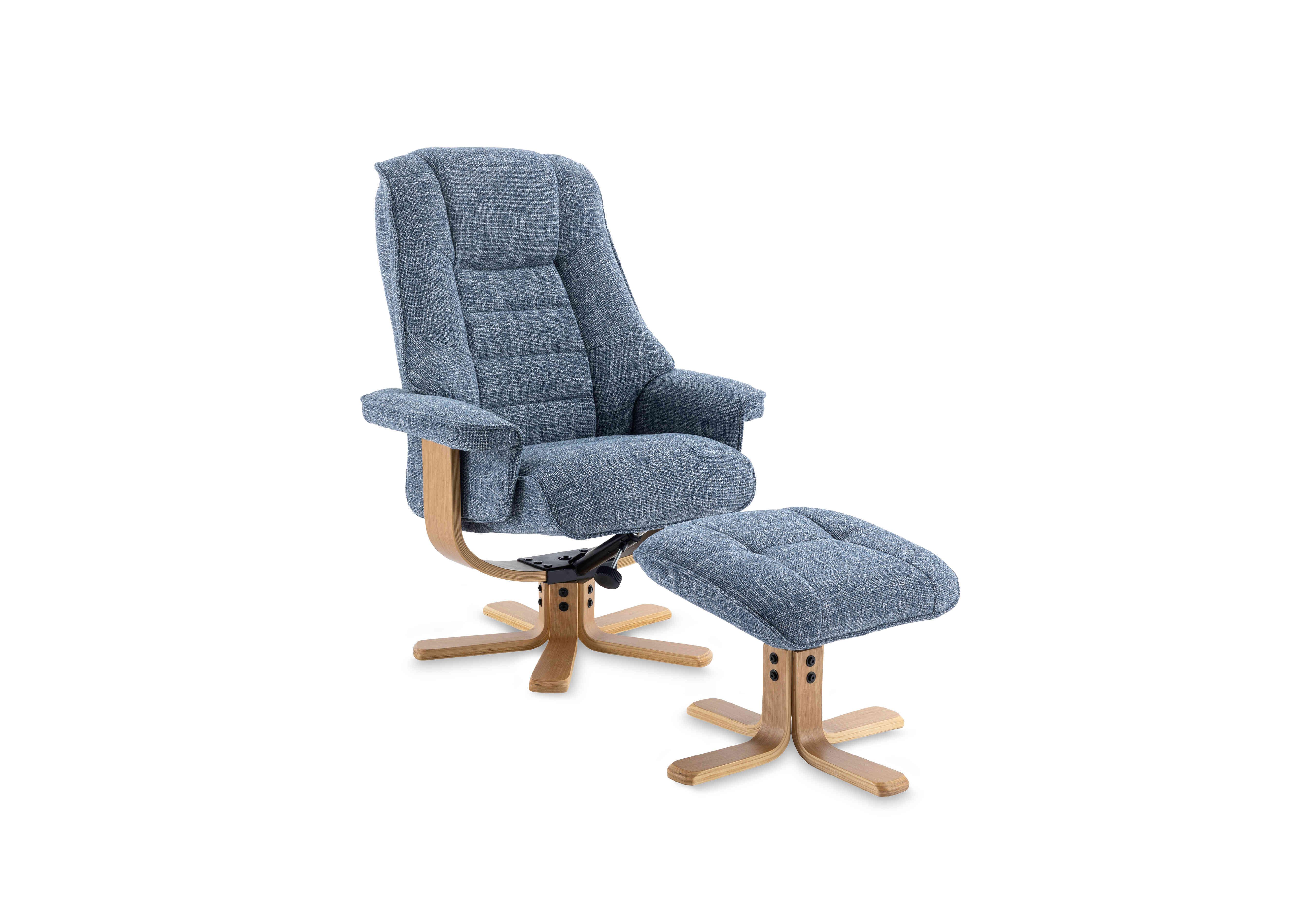 Riga Swivel Chair and Footstool in Chacha Ocean on Furniture Village