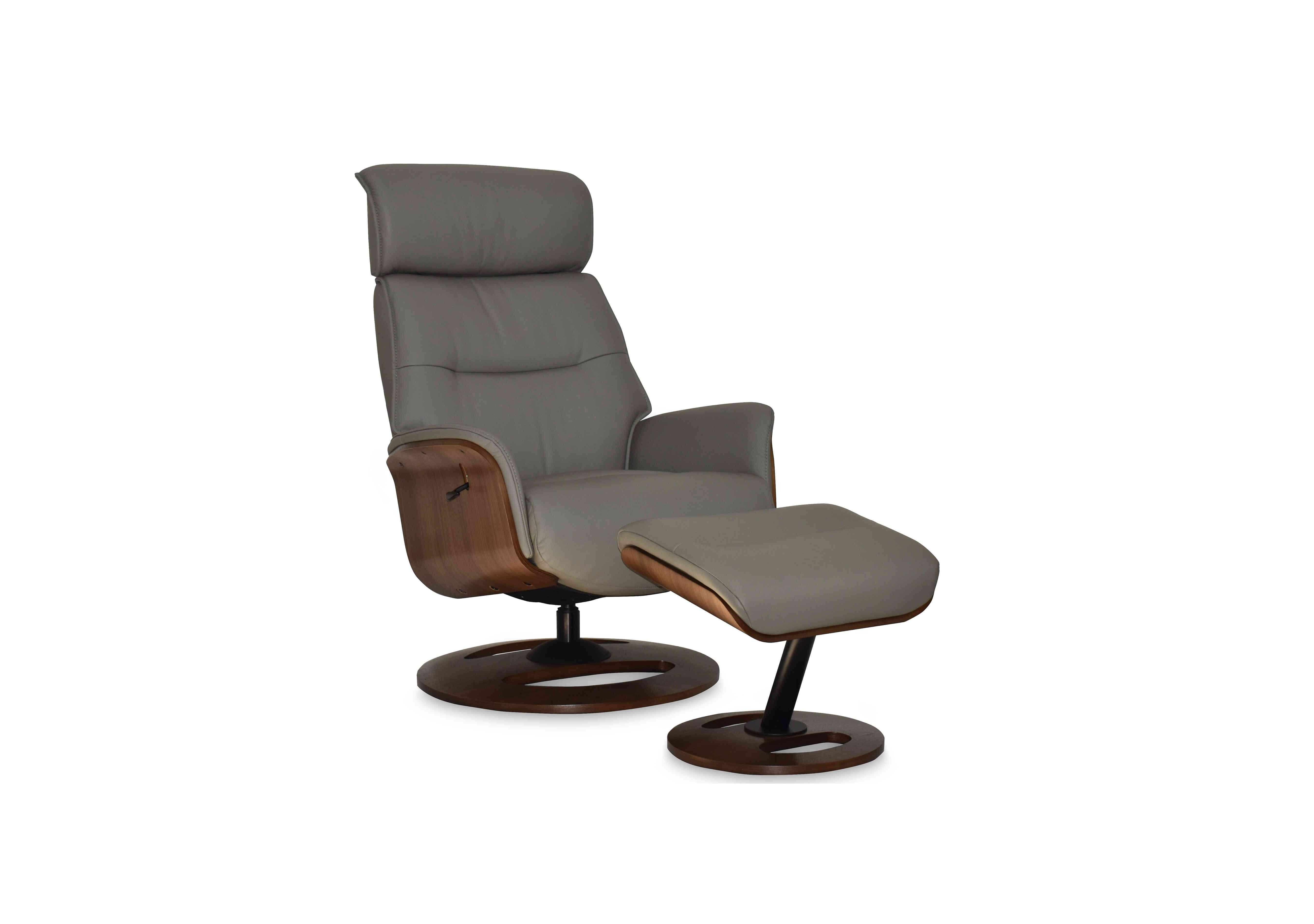 Tallinn Leather Swivel Chair and Footstool in Husky on Furniture Village