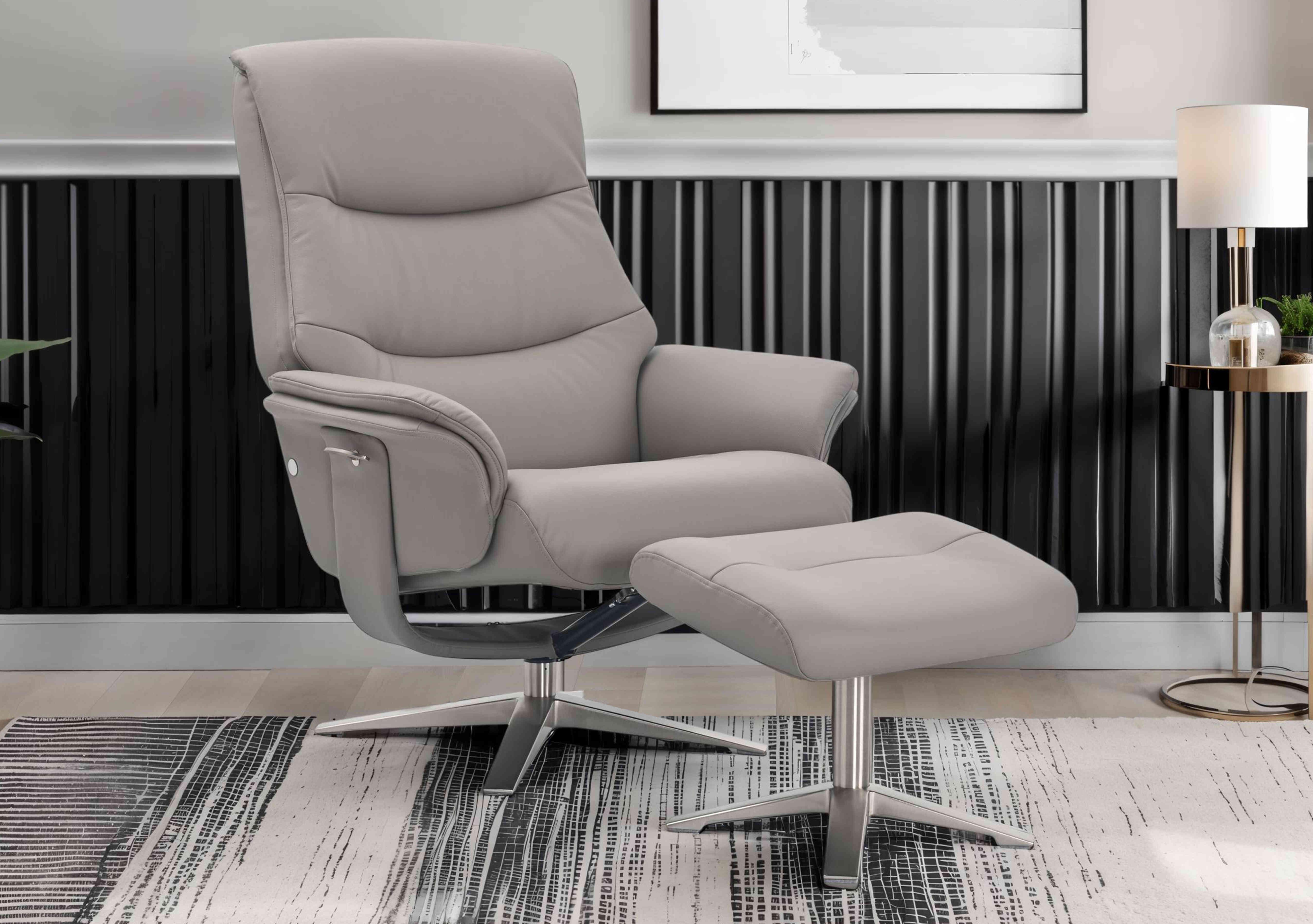 Lindos Leather Swivel Chair and Footstool in  on Furniture Village
