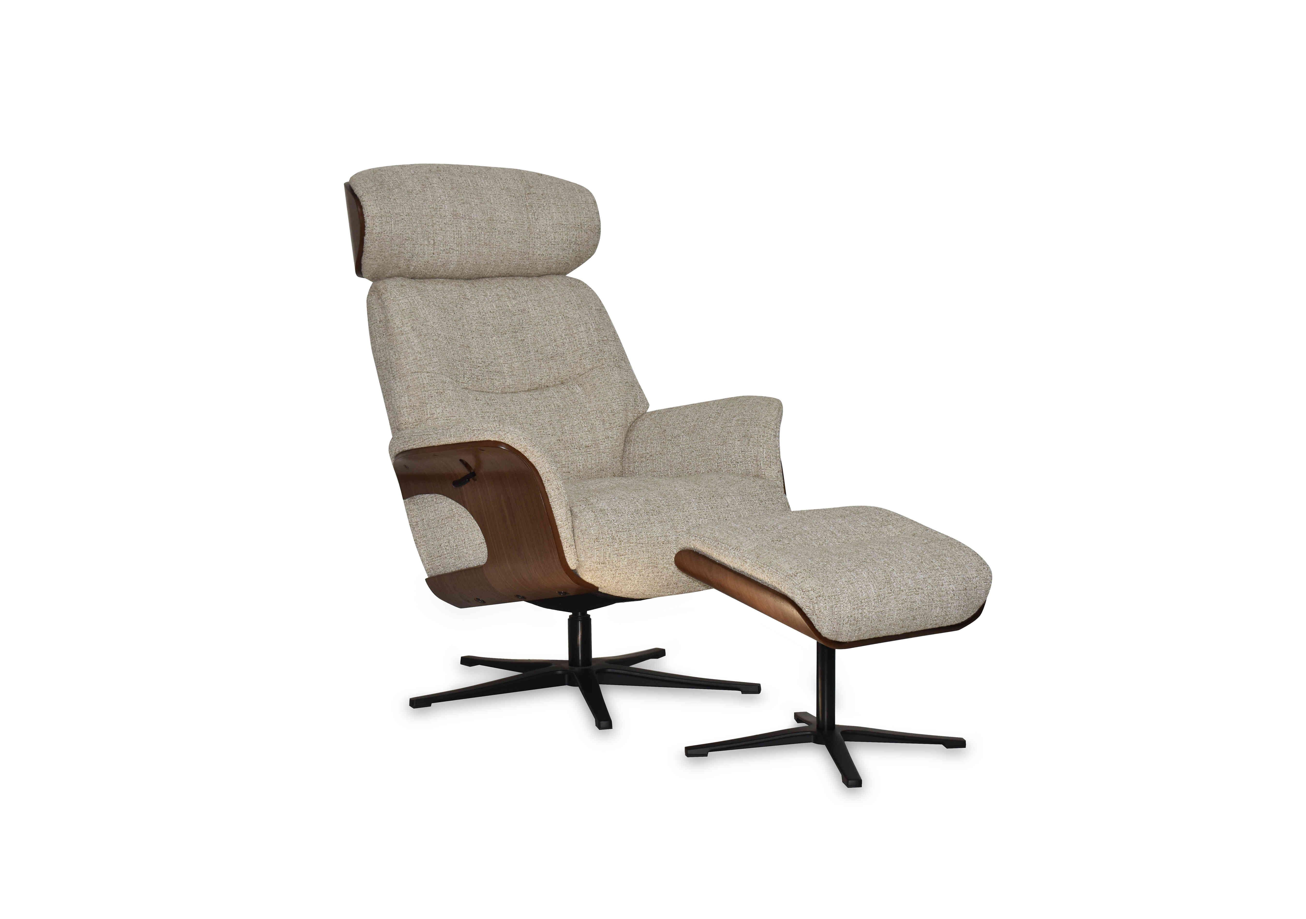 Bern Swivel Chair and Footstool in Oatmeal on Furniture Village