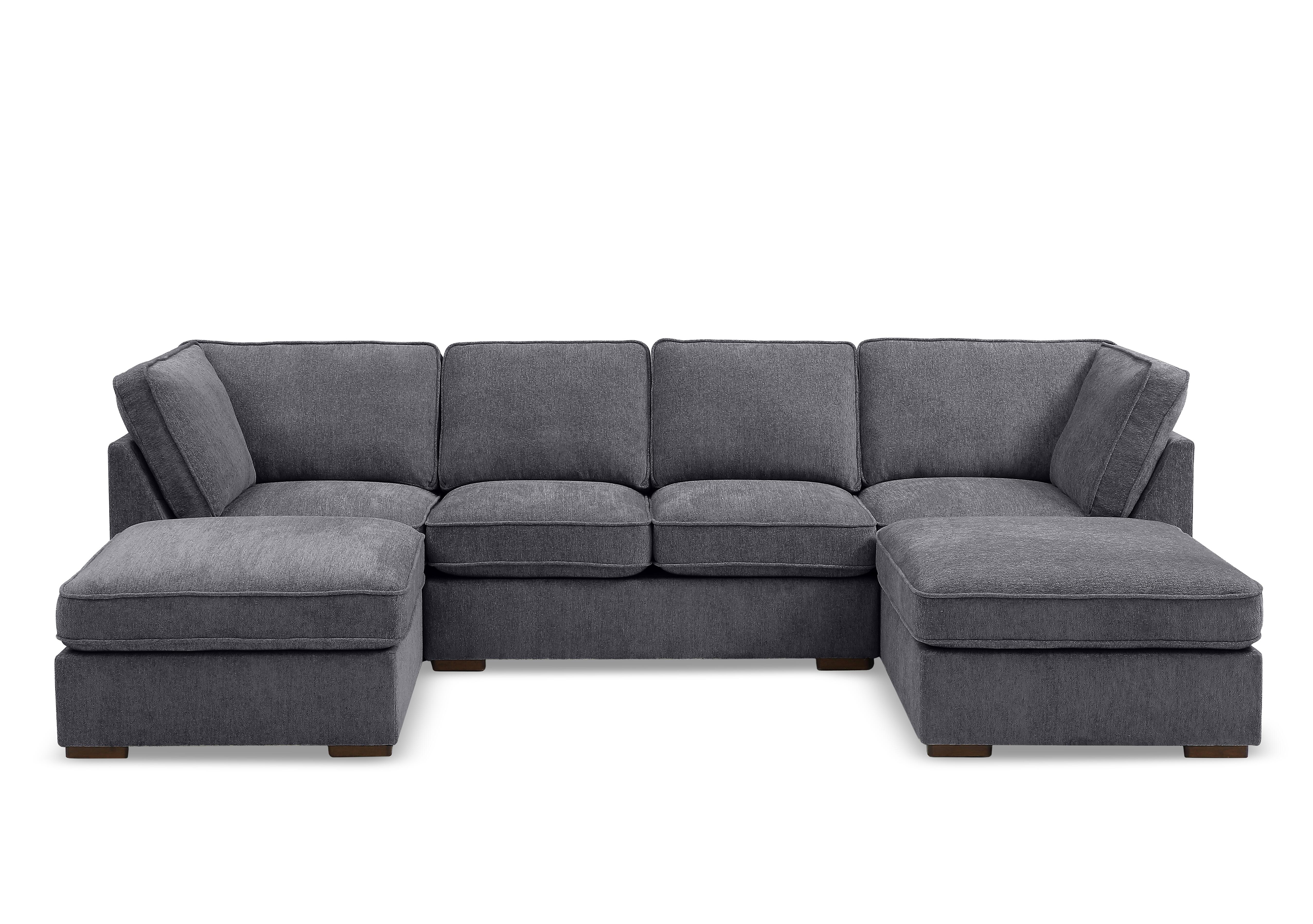 Emilia Large Fabric U-Shaped Sofa in Raven Charcoal on Furniture Village