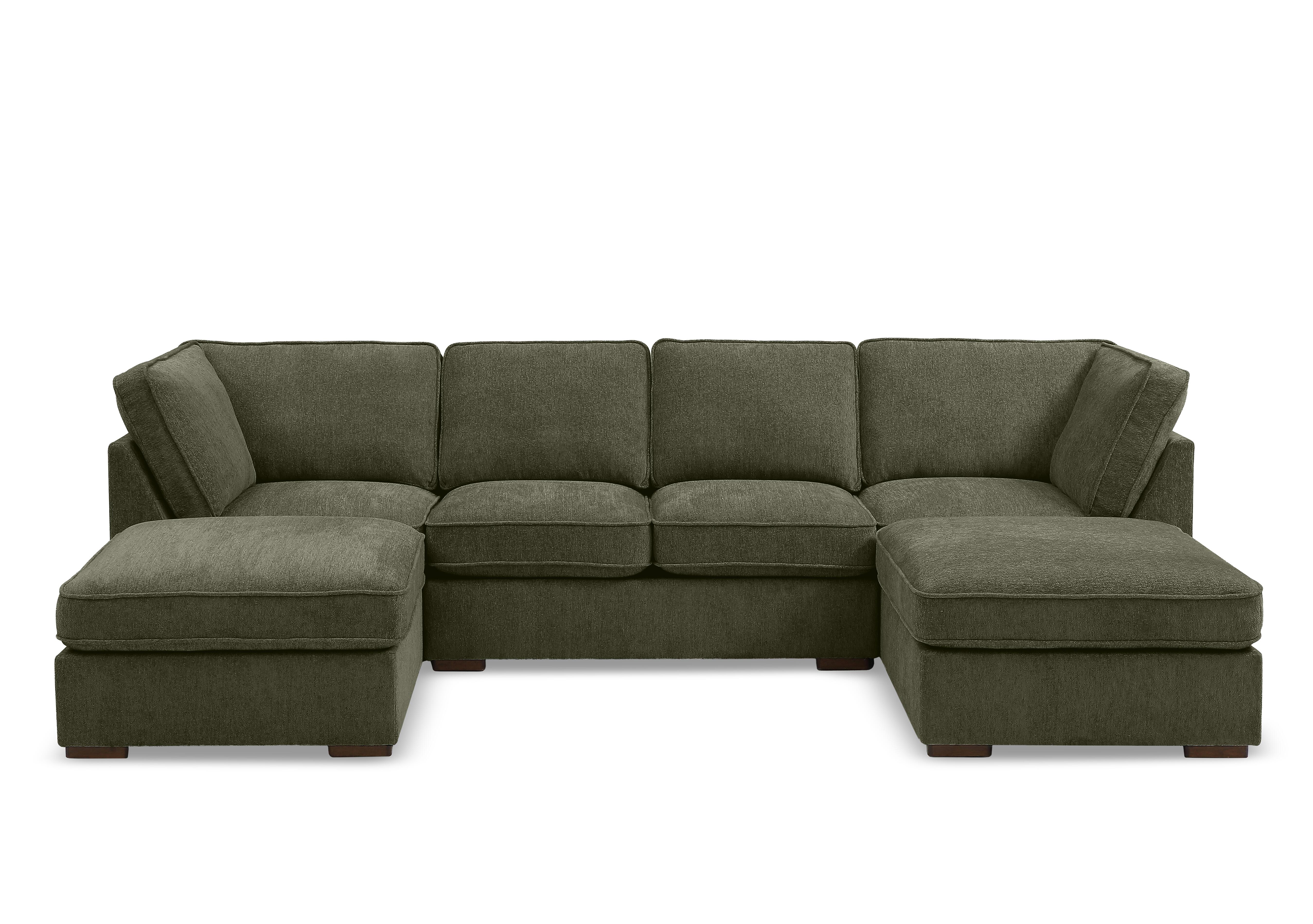 Emilia Large Fabric U-Shaped Sofa in Raven Fern on Furniture Village