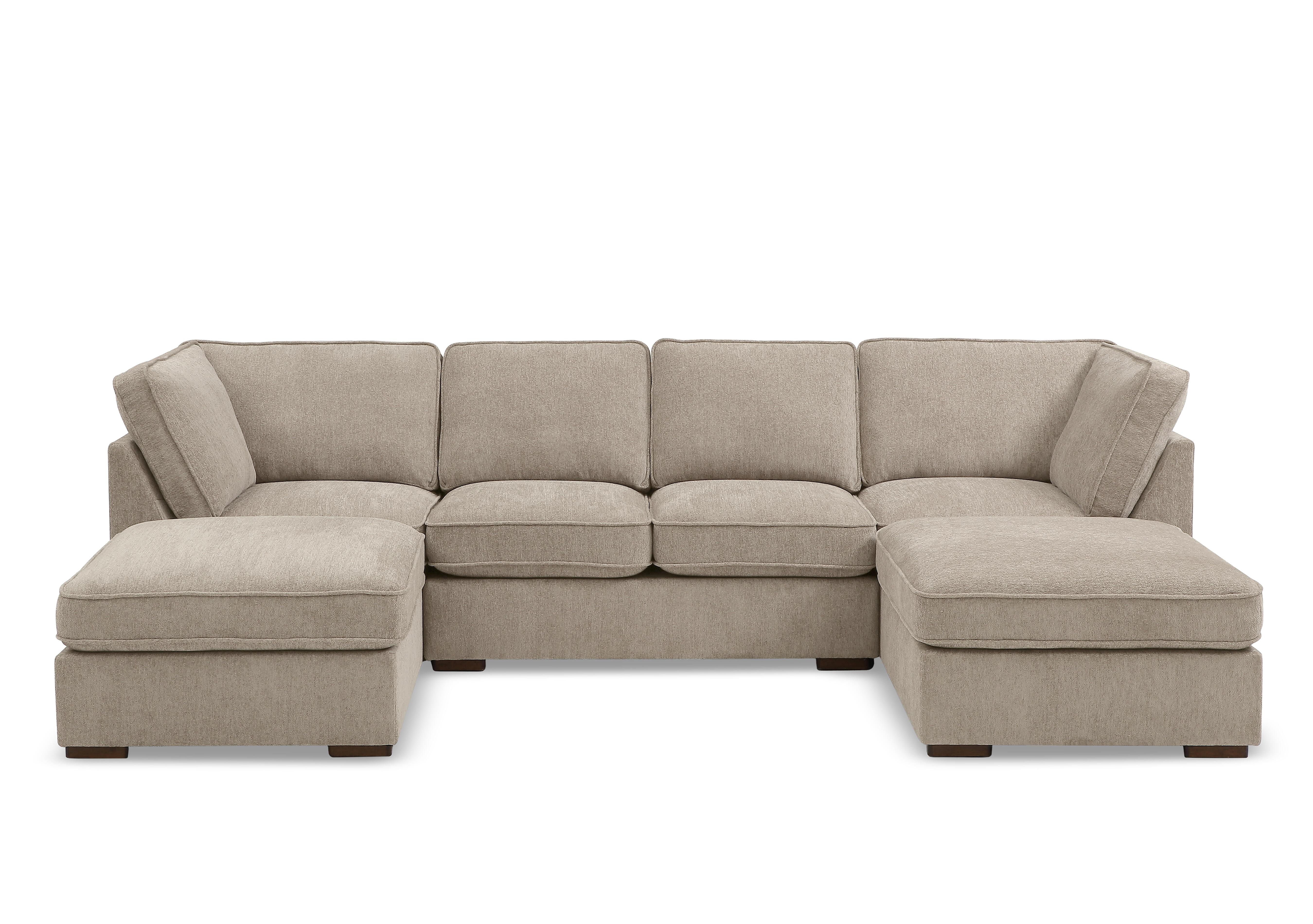 Emilia Large Fabric U-Shaped Sofa in Raven Stone on Furniture Village