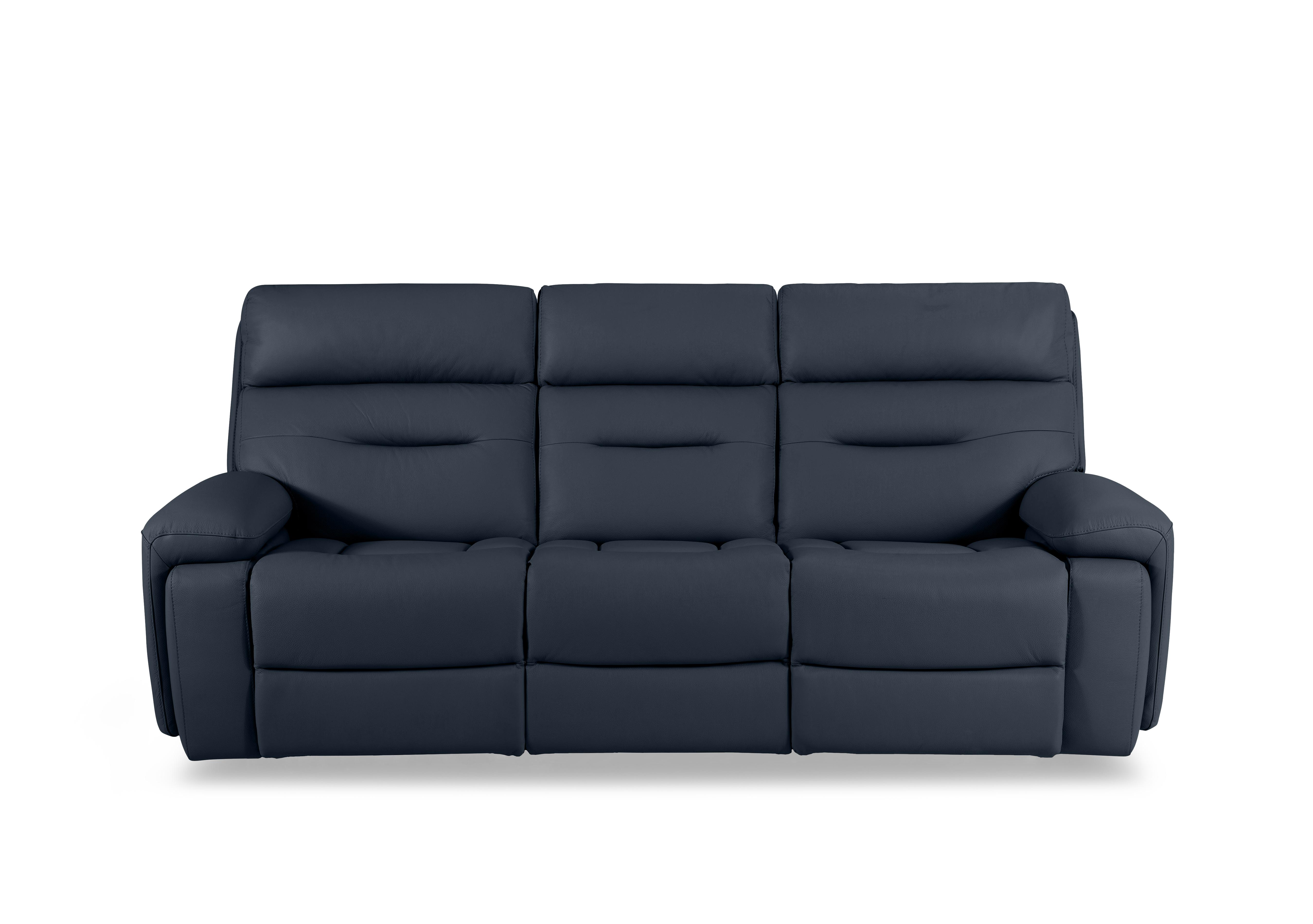 Cinemax Leather 3 Seater 3 Cushion Power Recliner Sofa with Power Headrests in La-4828 Natural Milled Navy on Furniture Village