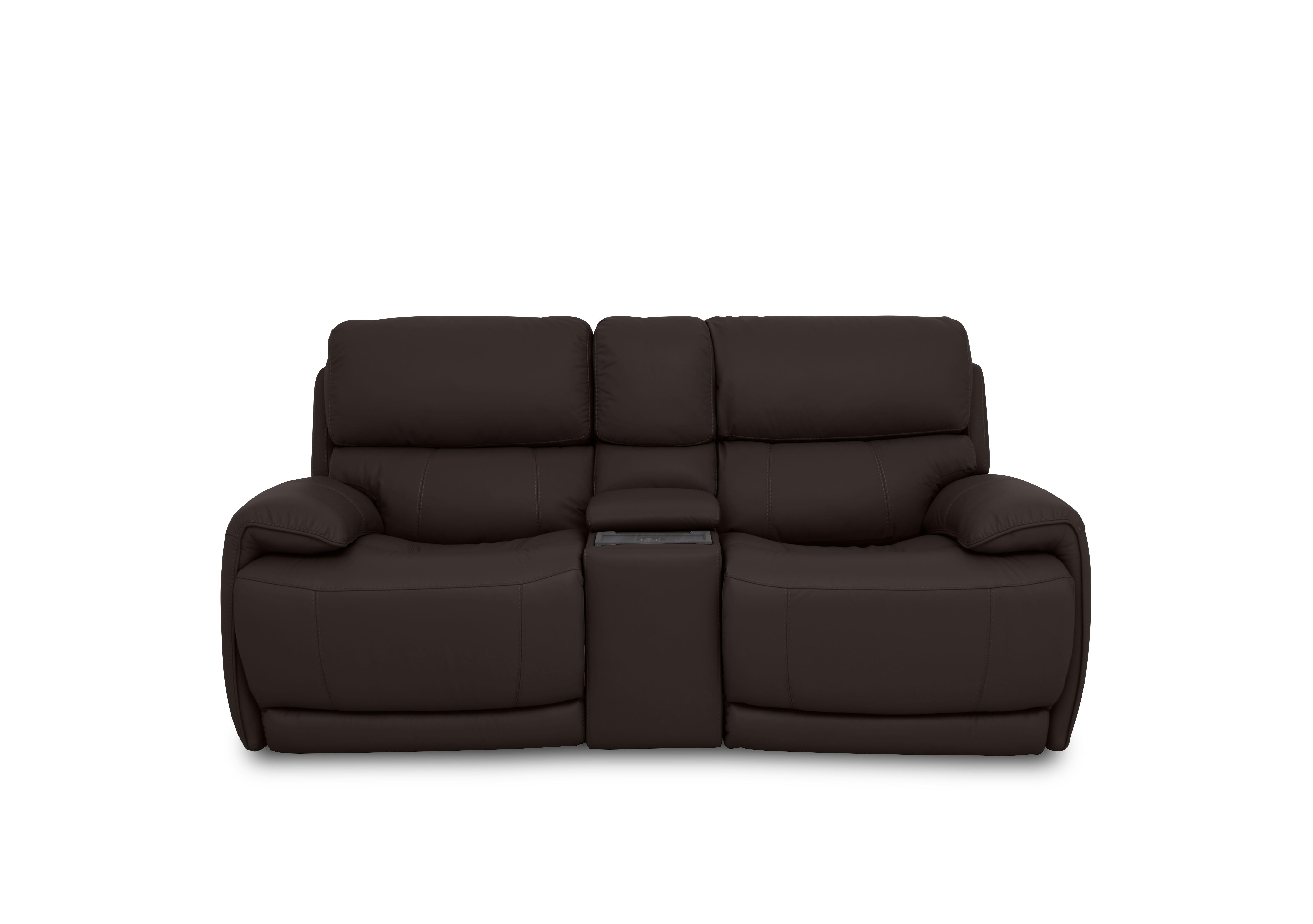 Link Leather 2 Seater Power Recliner Sofa with Power Headrests and Cupholders in Bv-1748 Dark Chocolate on Furniture Village