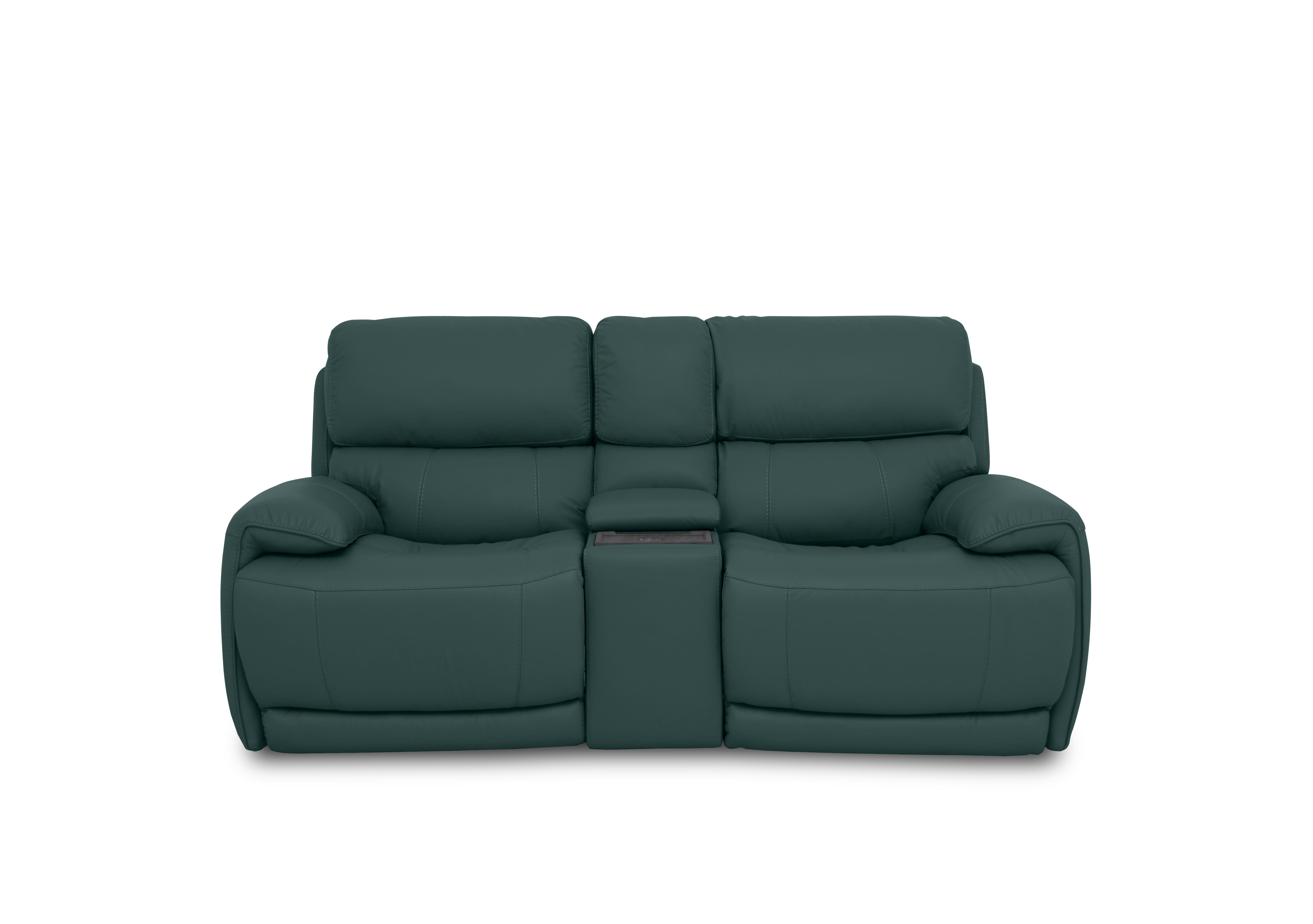 Link Leather 2 Seater Power Recliner Sofa with Power Headrests and Cupholders in Bv-301e Lake Green on Furniture Village