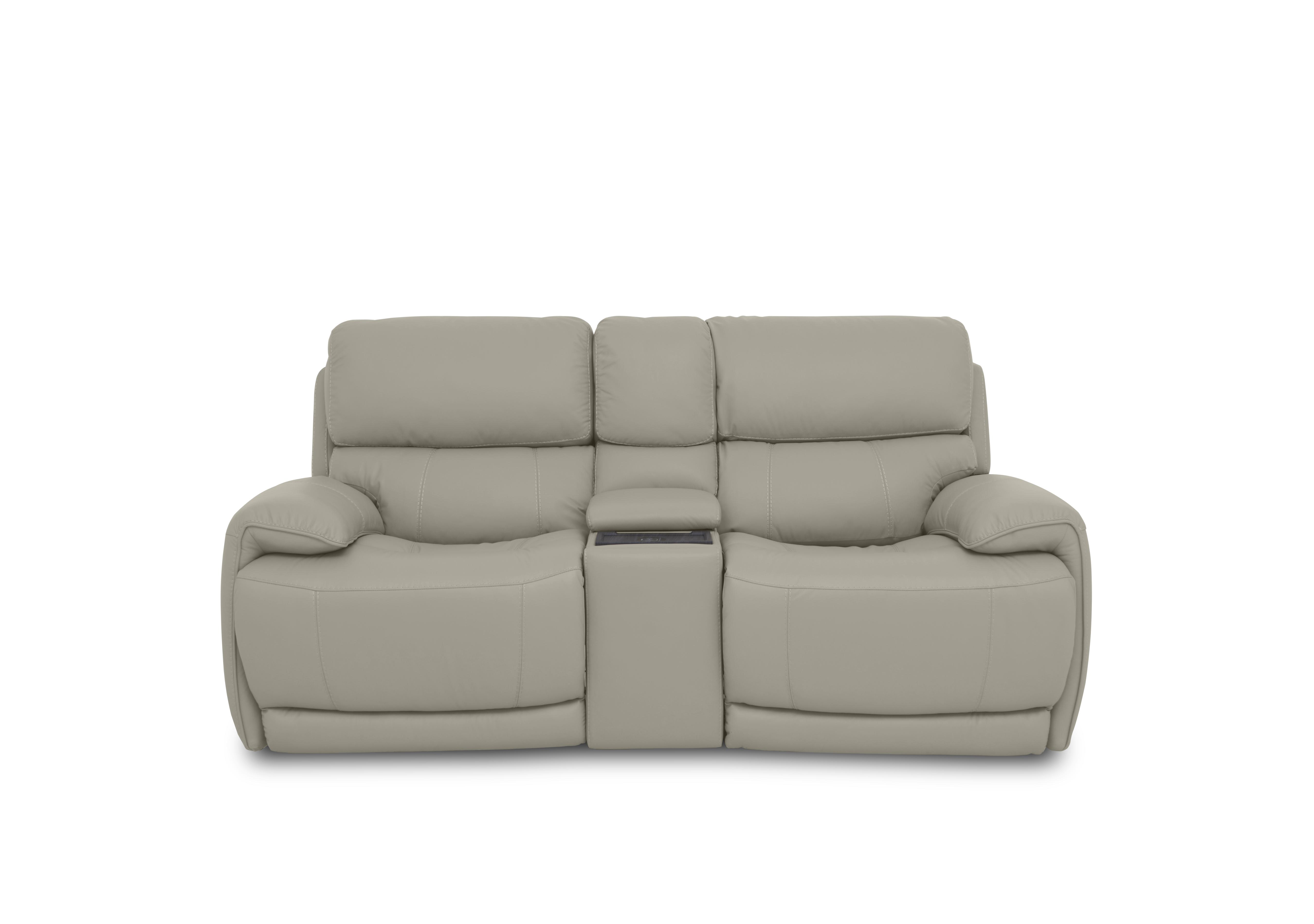 Link Leather 2 Seater Power Recliner Sofa with Power Headrests and Cupholders in Bv-946b Silver Grey on Furniture Village