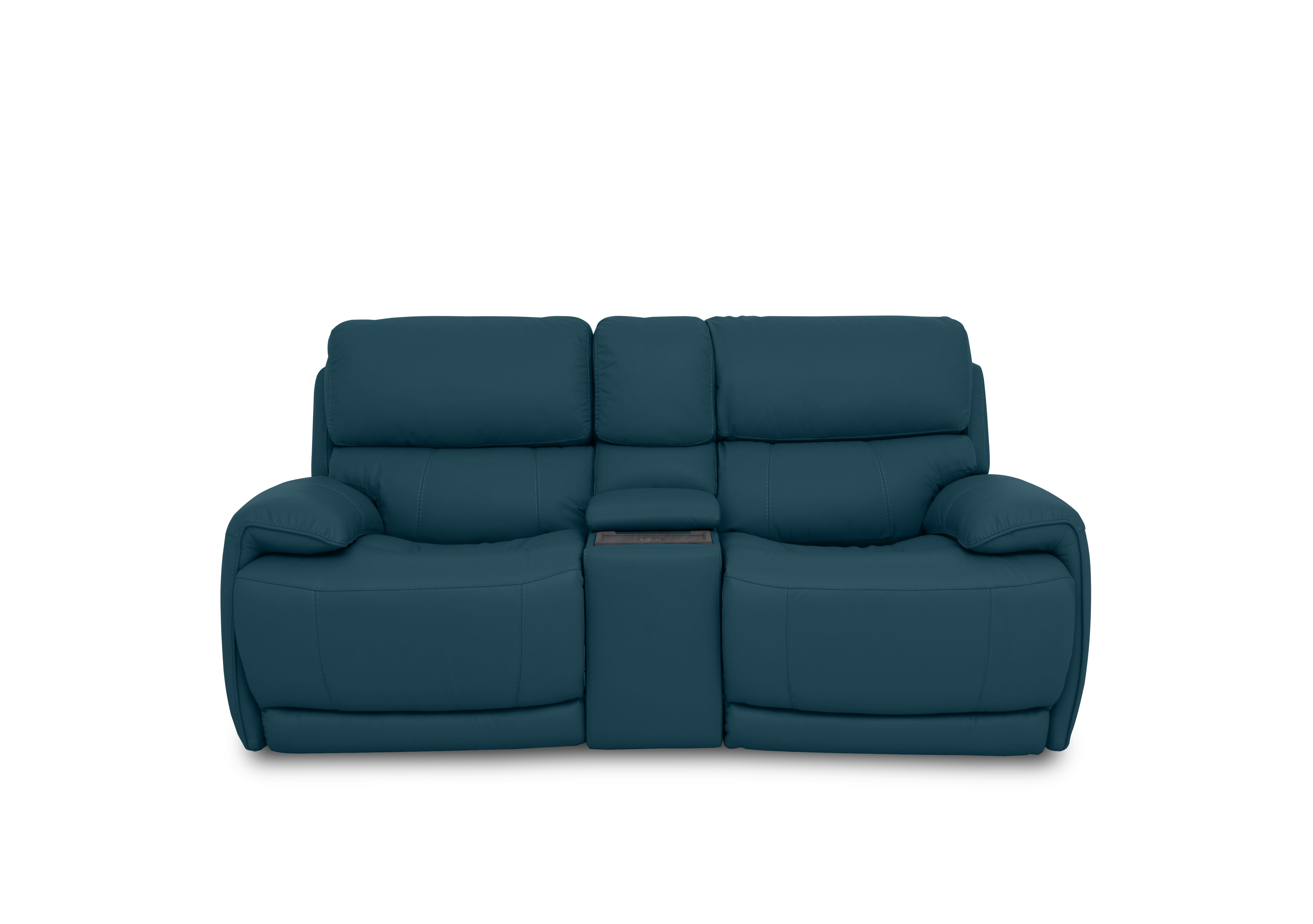 Link Leather 2 Seater Power Recliner Sofa with Power Headrests and Cupholders in Nc-284e Carribean Sea on Furniture Village