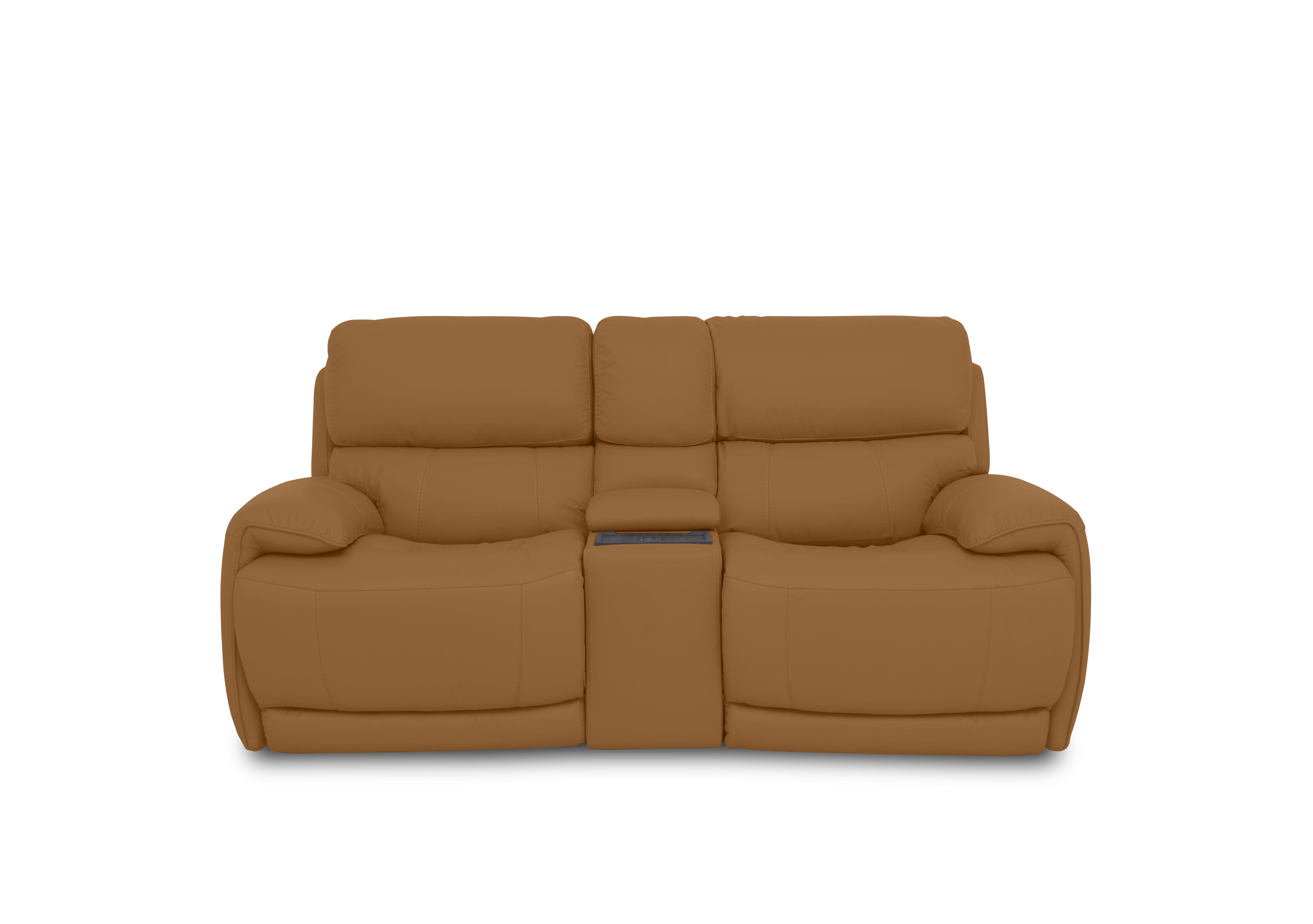 Link Leather 2 Seater Power Recliner Sofa with Power Headrests and Cupholders in Nc-334e Pecan Brown on Furniture Village
