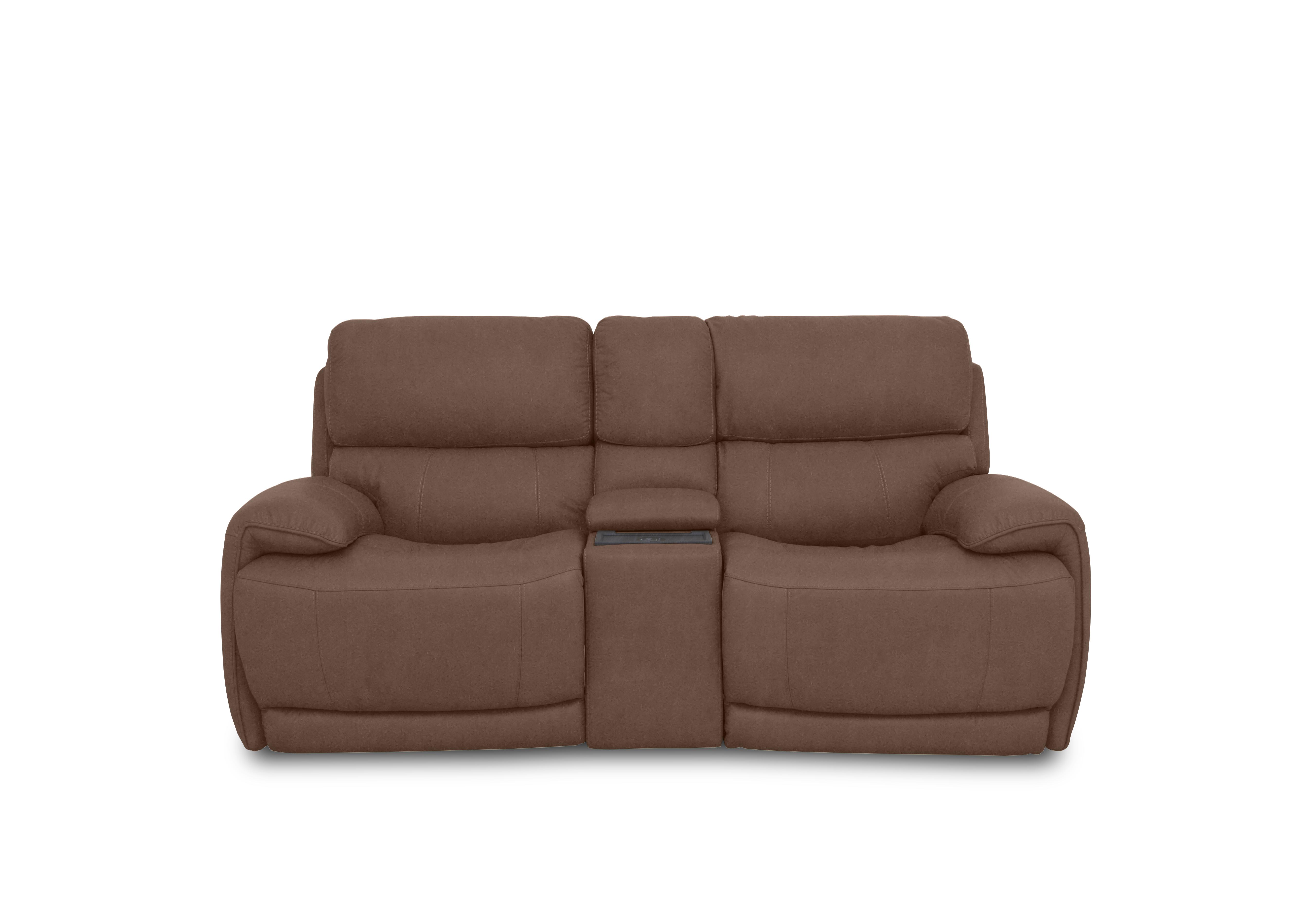 Link Fabric 2 Seater Power Recliner Sofa with Power Headrests and Cupholders in Bfa-Blj-R05 Hazelnut on Furniture Village