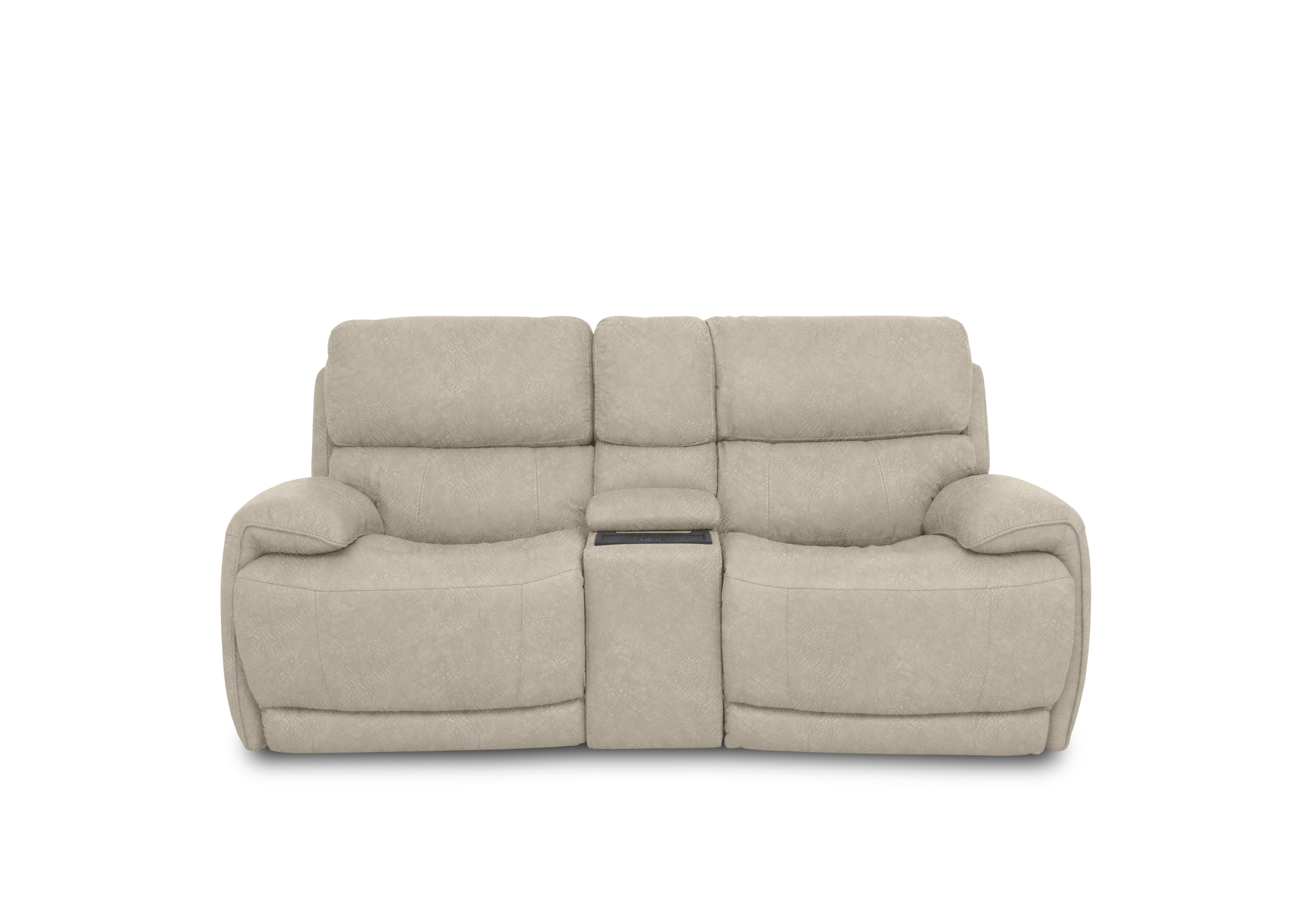 Link Fabric 2 Seater Power Recliner Sofa with Power Headrests and Cupholders in Bfa-Bnn-R26 Fv2 Cream on Furniture Village