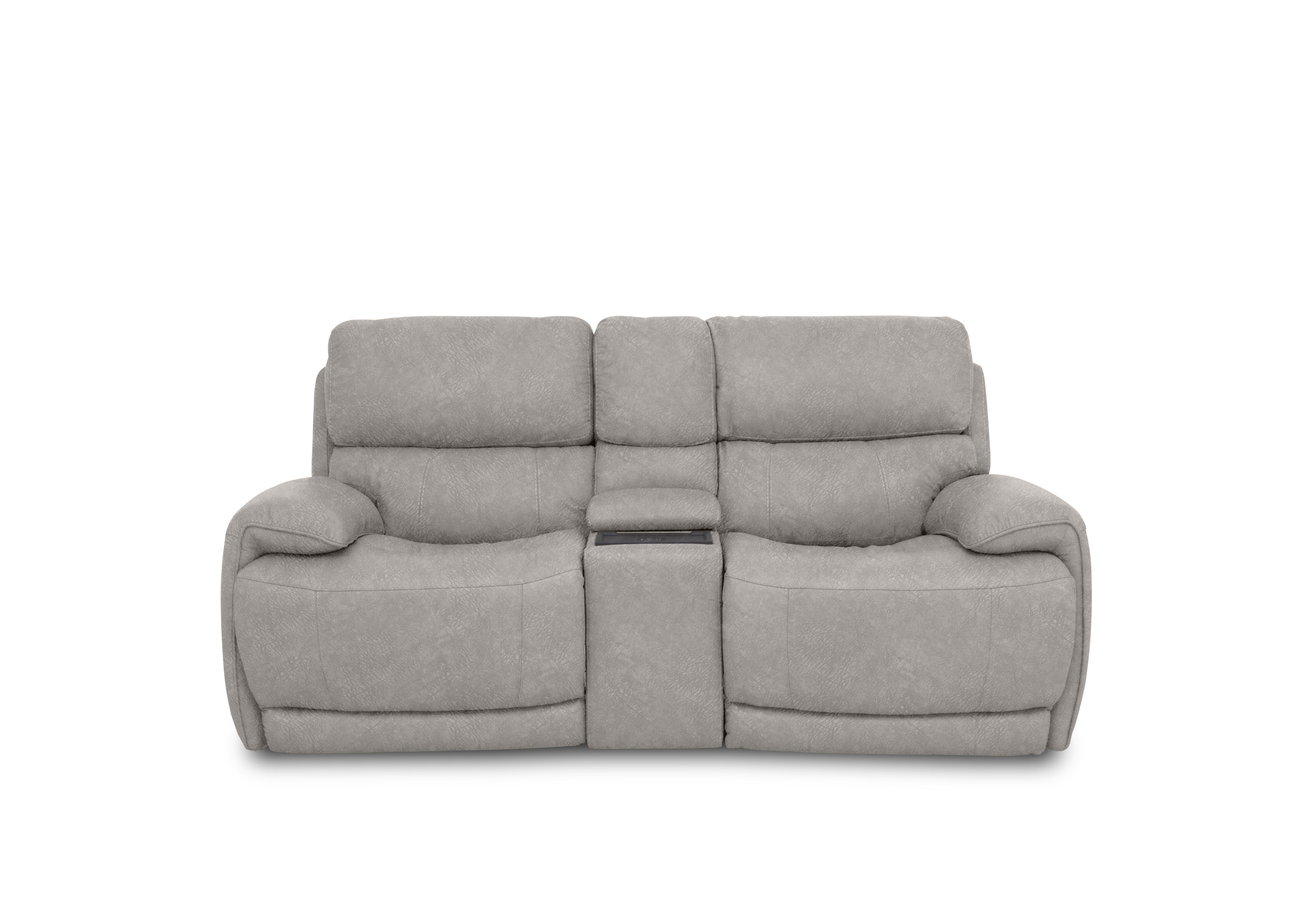 Link Fabric 2 Seater Power Recliner Sofa with Power Headrests and Cupholders in Bfa-Bnn-R28 Fv3 Grey on Furniture Village