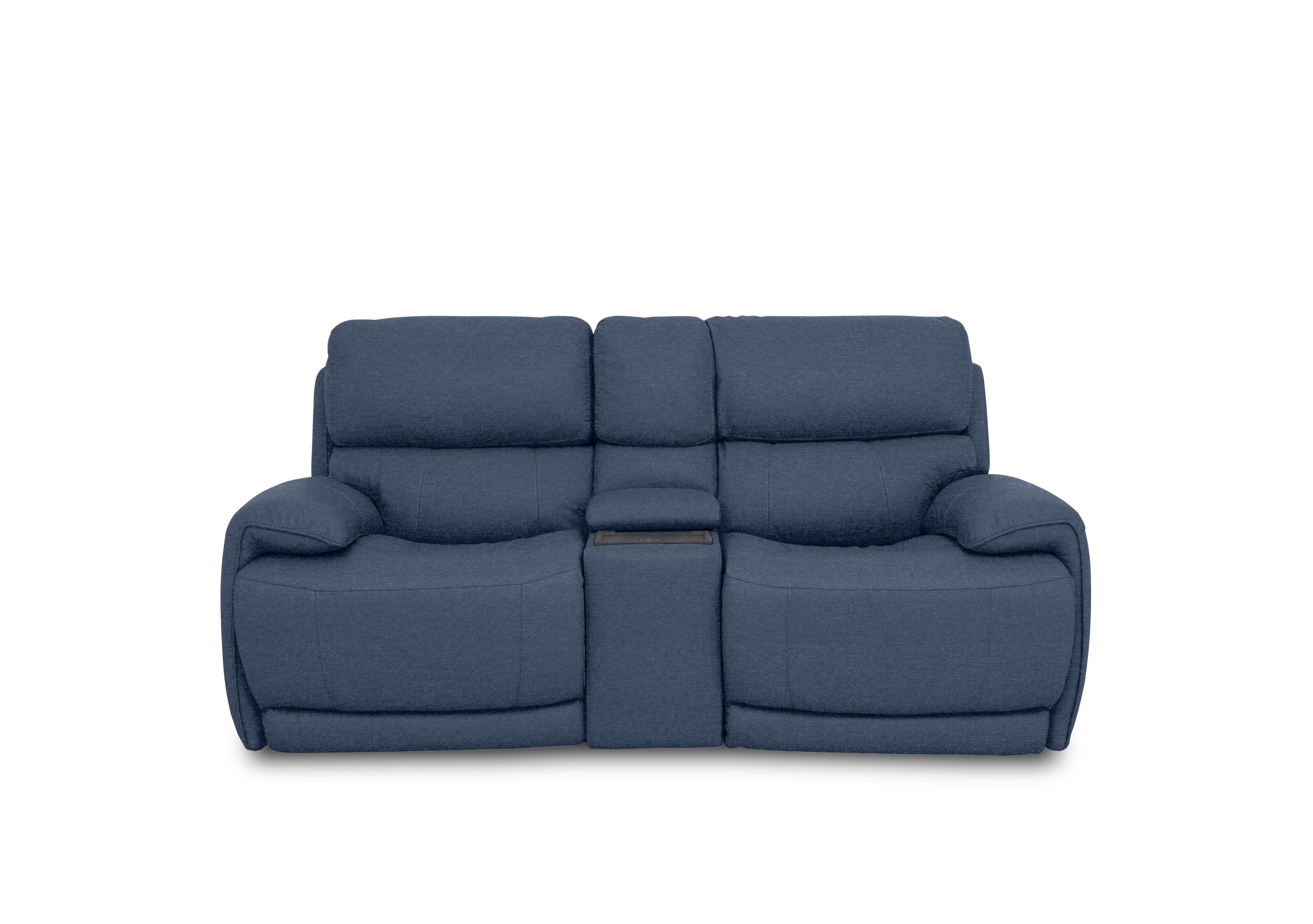 Link Fabric 2 Seater Power Recliner Sofa with Power Headrests and Cupholders in Fab-Blt-R38 Blue on Furniture Village