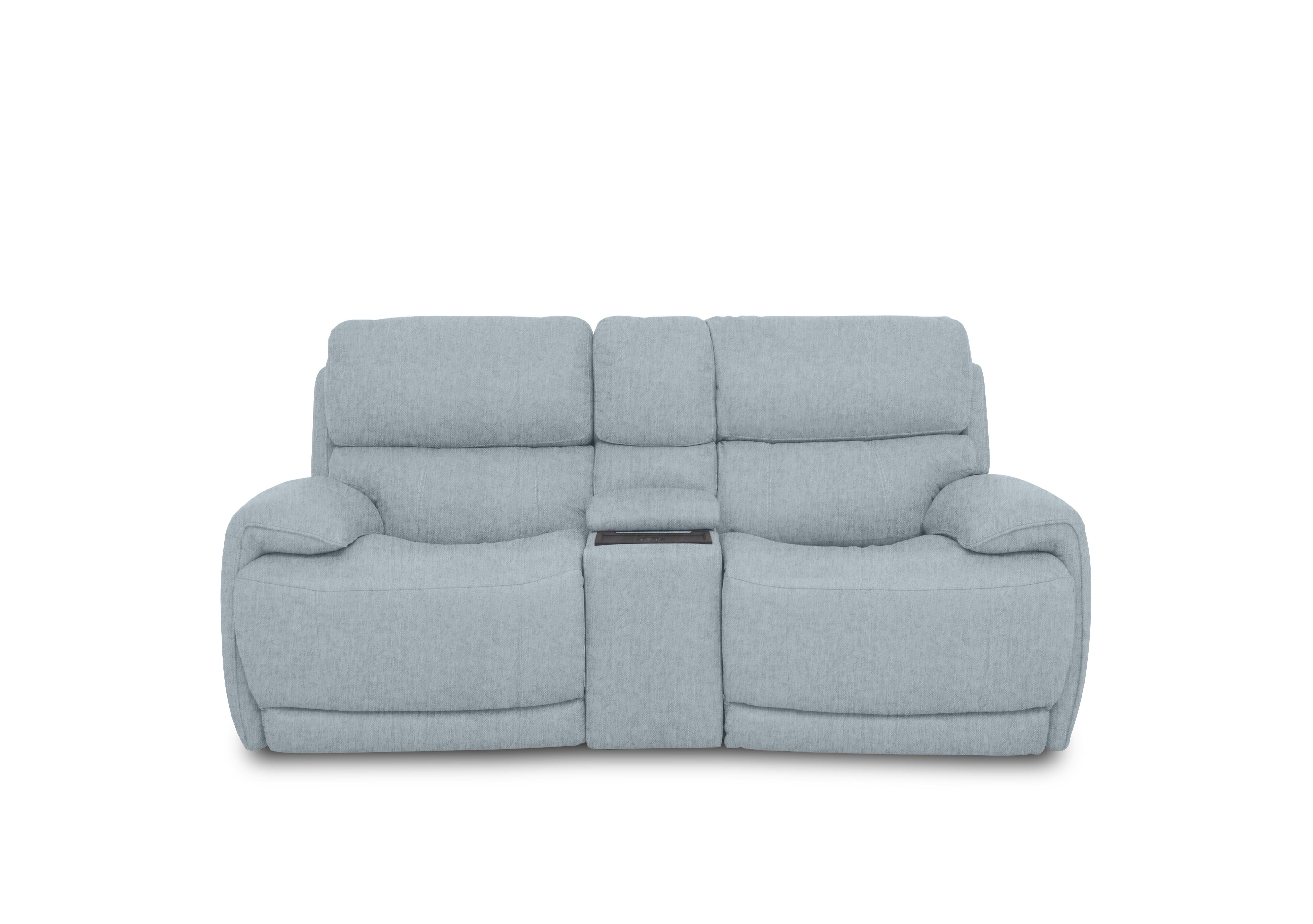 Link Fabric 2 Seater Power Recliner Sofa with Power Headrests and Cupholders in Fab-Meo-R17 Baby Blue on Furniture Village