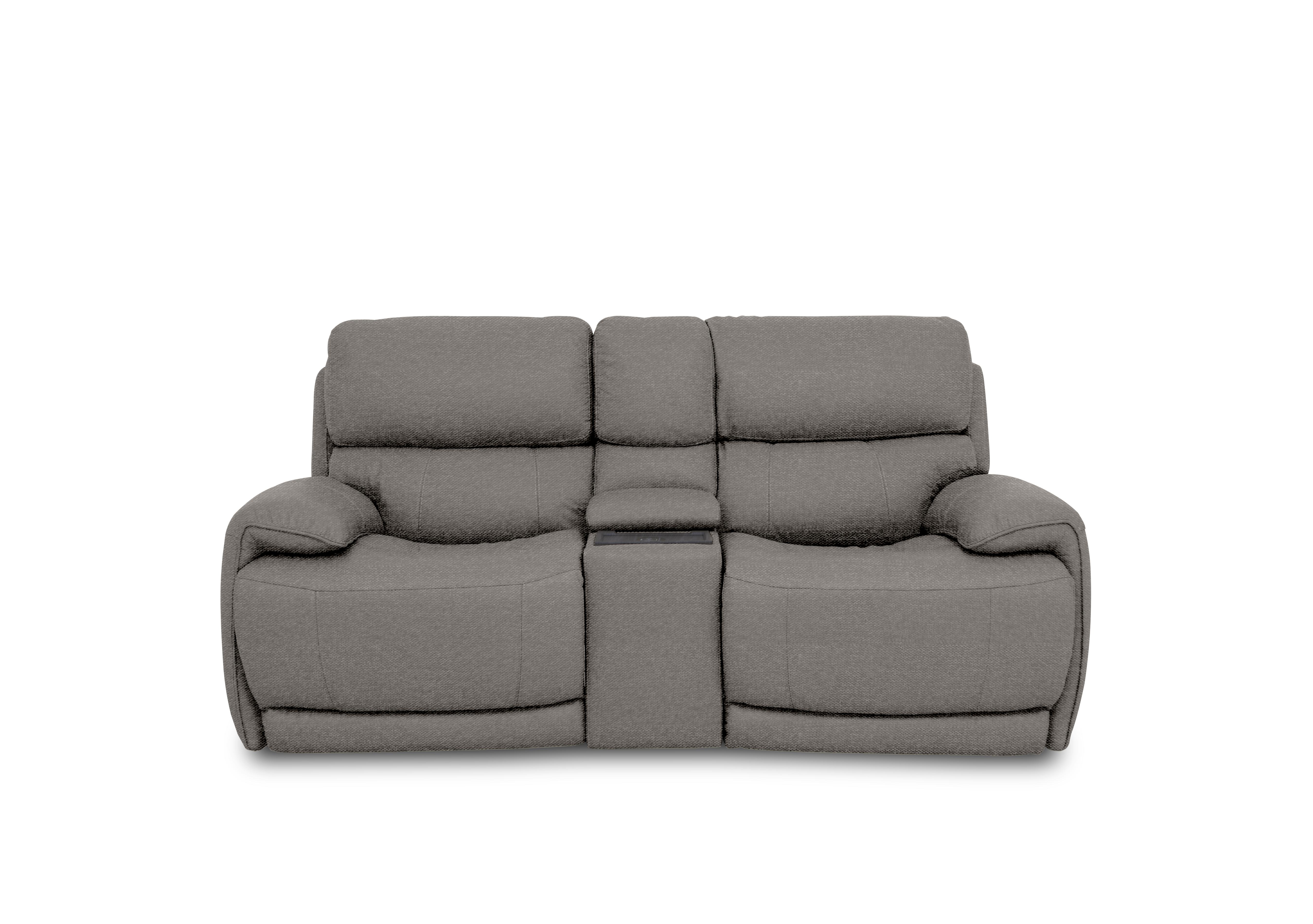 Link Fabric 2 Seater Power Recliner Sofa with Power Headrests and Cupholders in Fab-Ska-R31 Charcoal Gray on Furniture Village