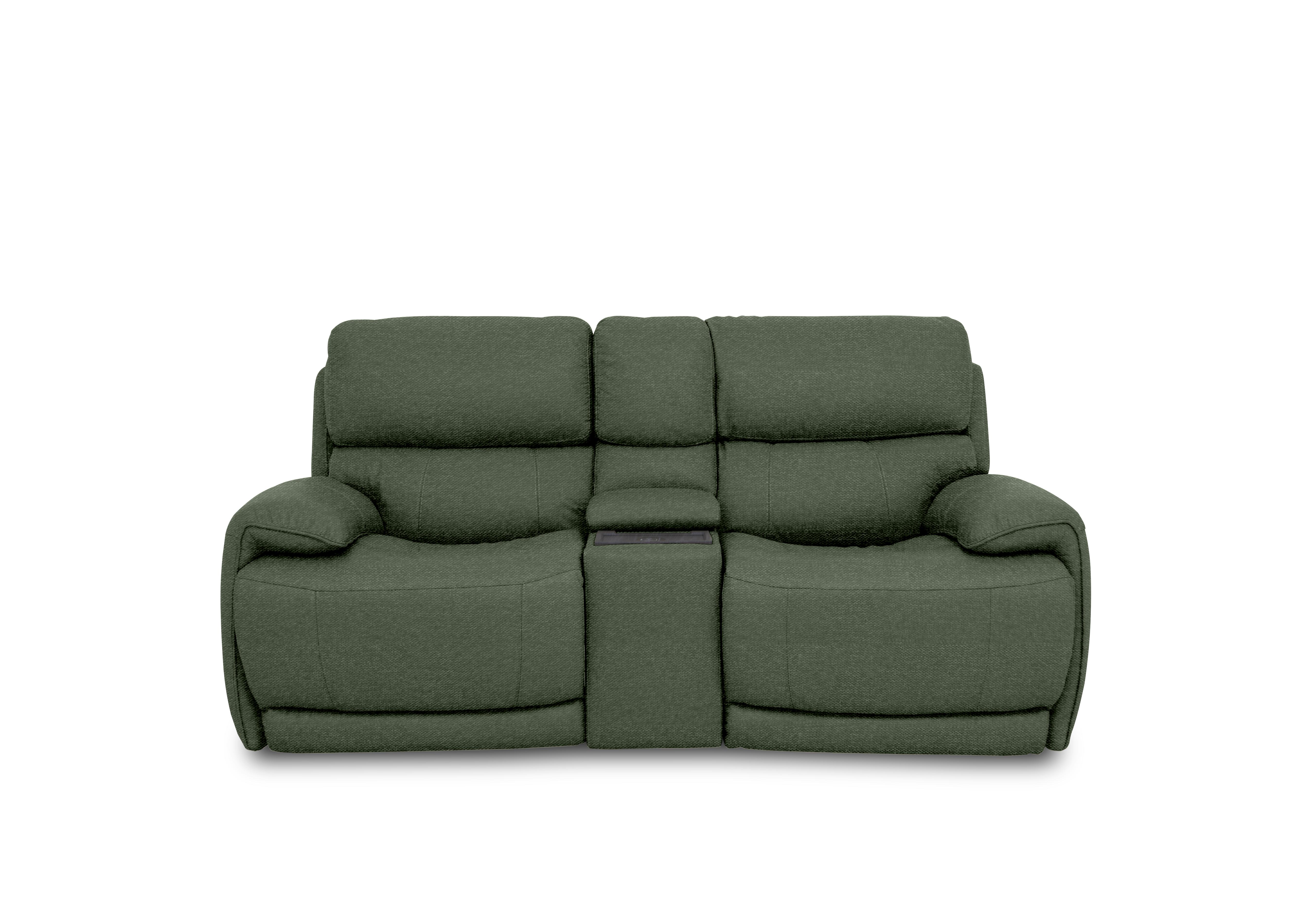 Link Fabric 2 Seater Power Recliner Sofa with Power Headrests and Cupholders in Fab-Ska-R48 Moss Green on Furniture Village