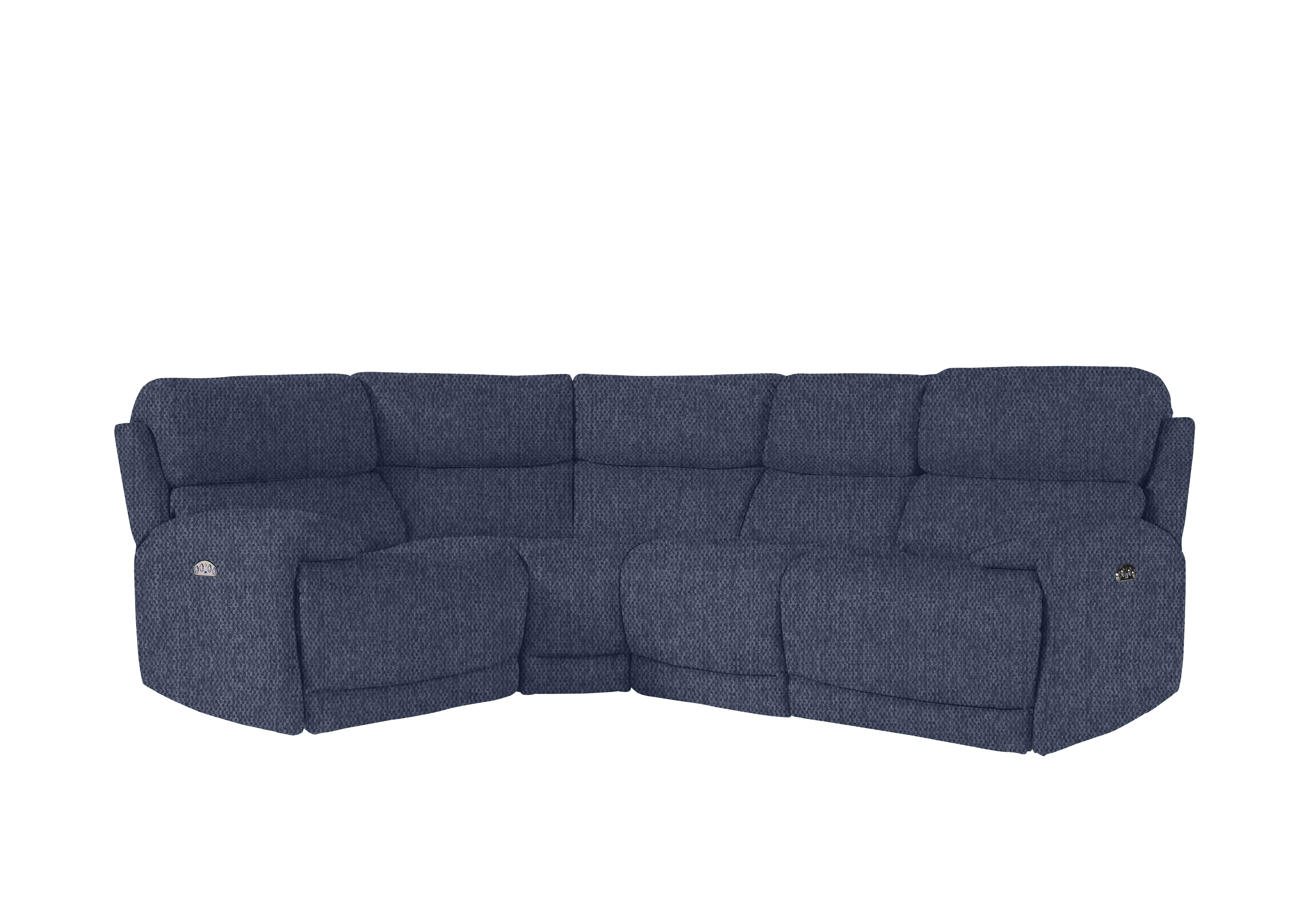Link Fabric Power Recliner Corner Sofa with Power Headrests in Fab-Blt-R38 Blue on Furniture Village