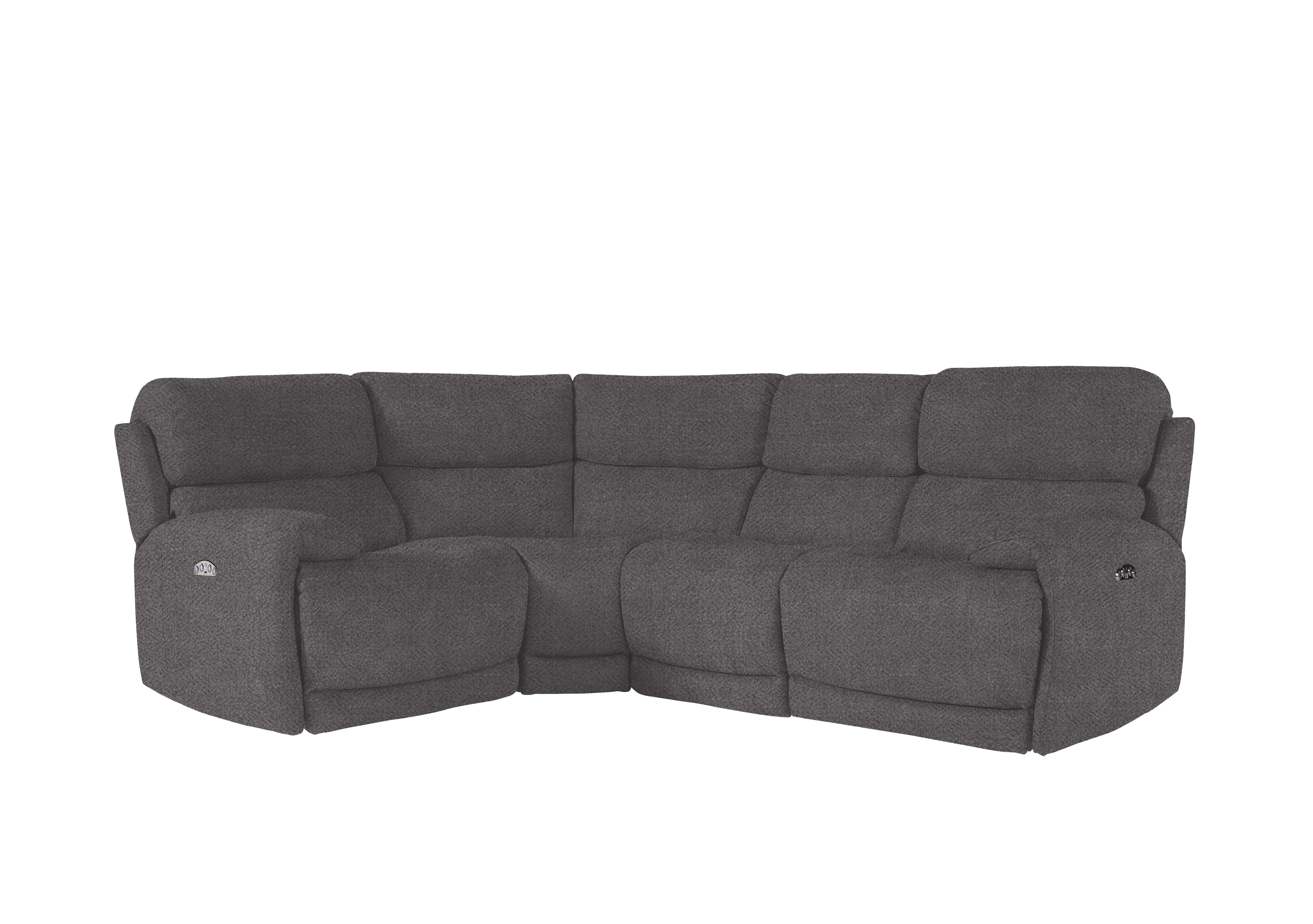 Link Fabric Power Recliner Corner Sofa with Power Headrests in Fab-Meo-R25 Iron Grey on Furniture Village