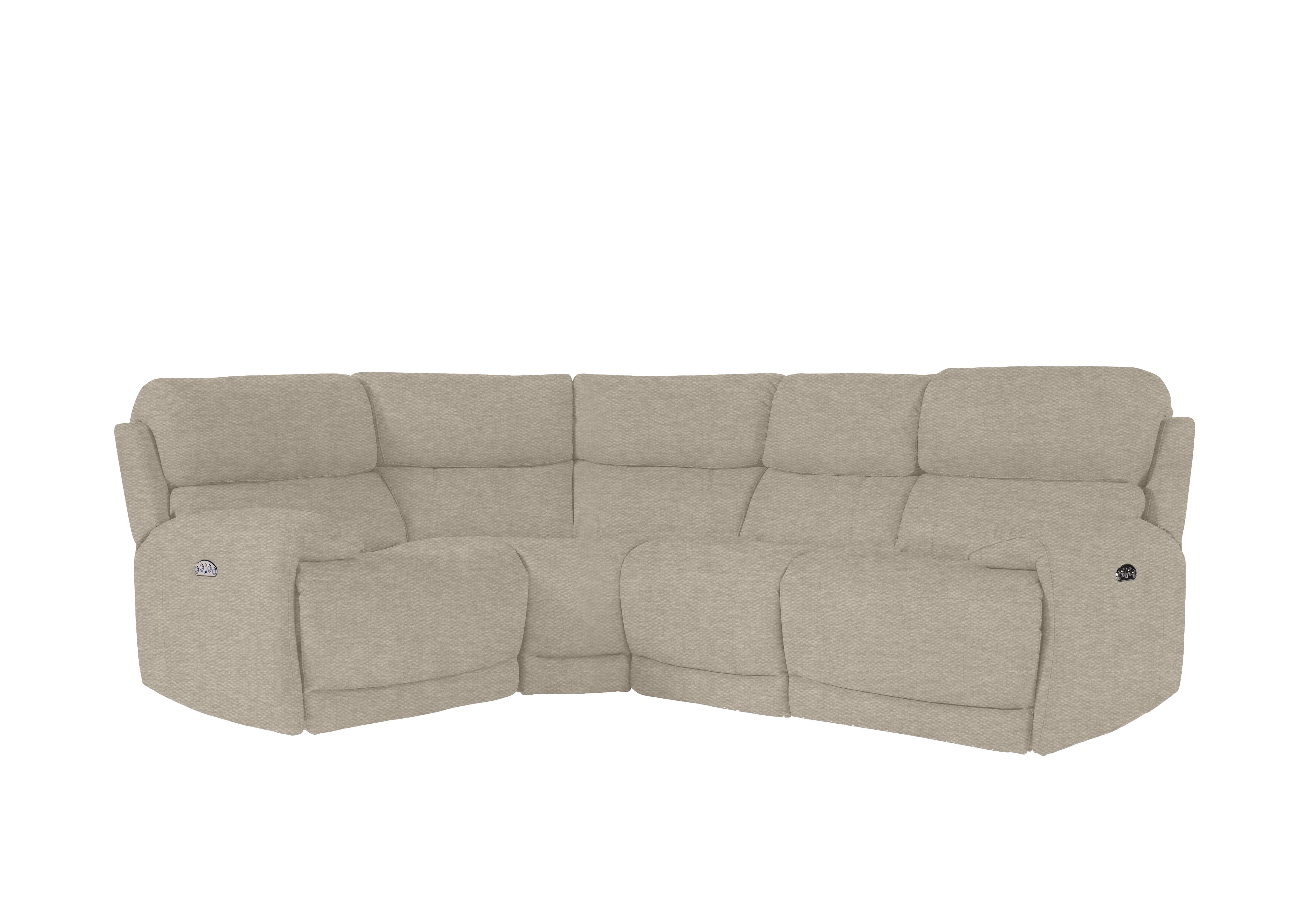 Link Fabric Power Recliner Corner Sofa with Power Headrests in Fab-Ska-R28 Beige on Furniture Village