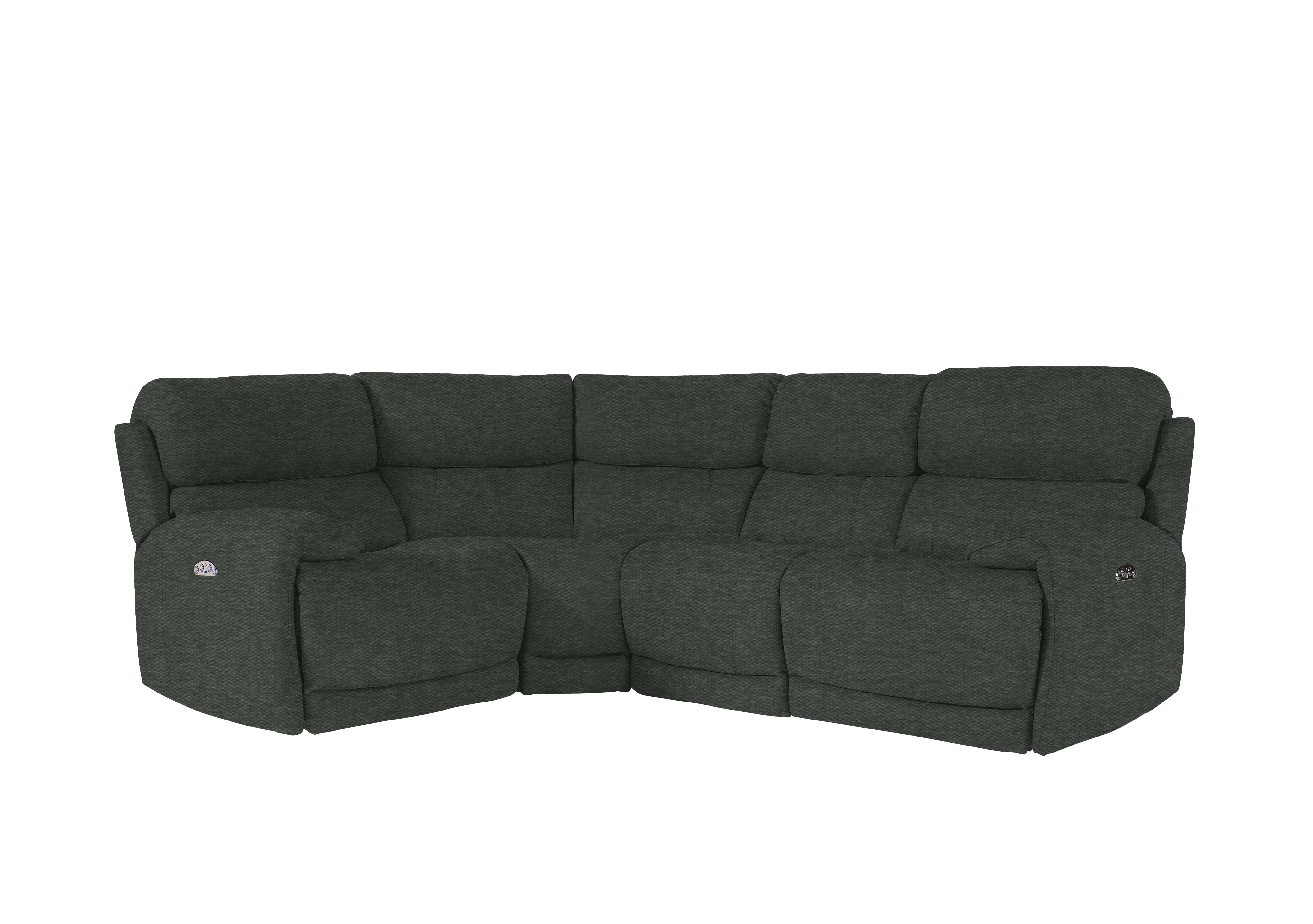 Link Fabric Power Recliner Corner Sofa with Power Headrests in Fab-Ska-R48 Moss Green on Furniture Village
