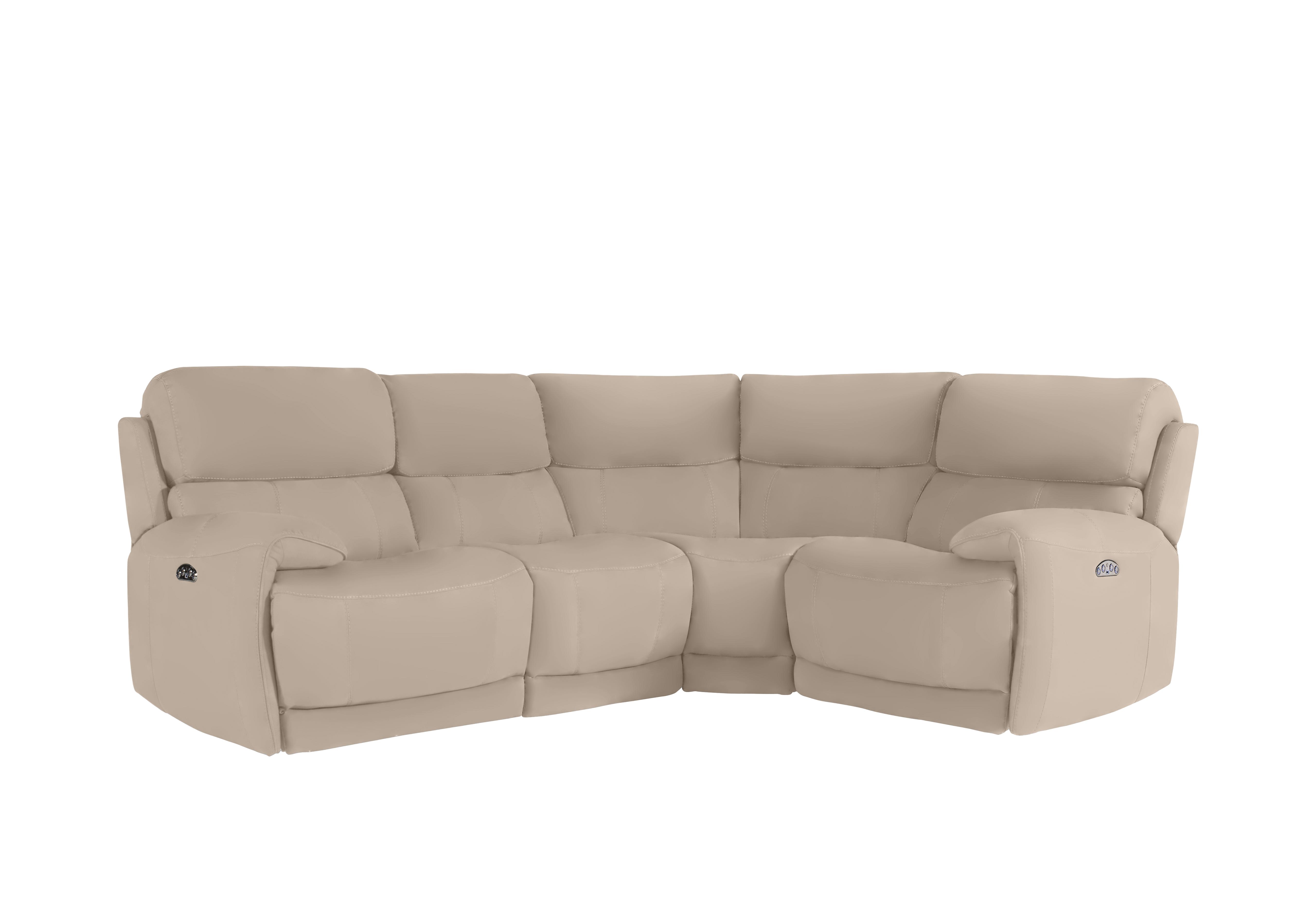 Link Leather Power Recliner Corner Sofa with Power Headrests in Bv-039c Pebble on Furniture Village