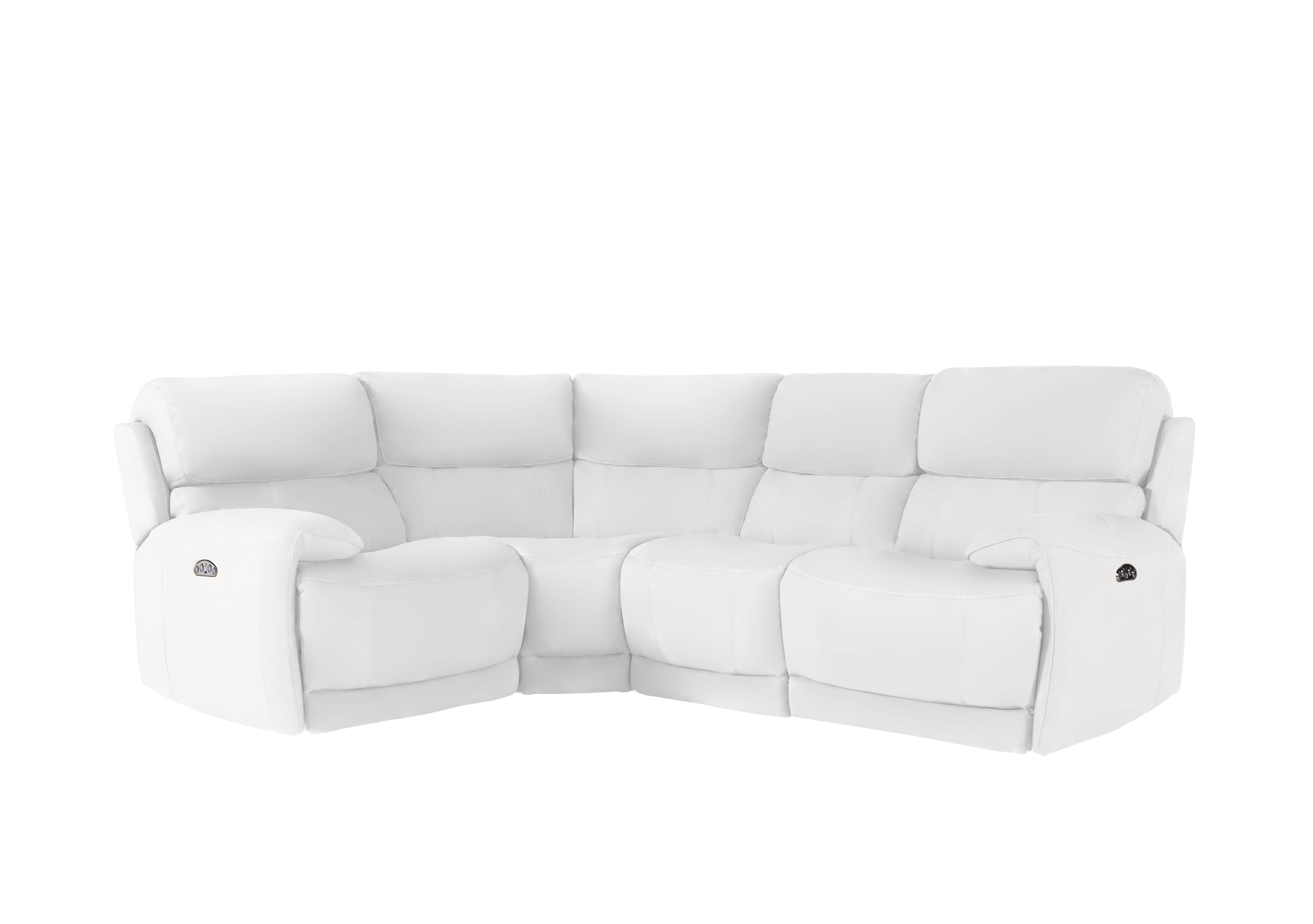 Link Leather Power Recliner Corner Sofa with Power Headrests in Bv-744d Star White on Furniture Village