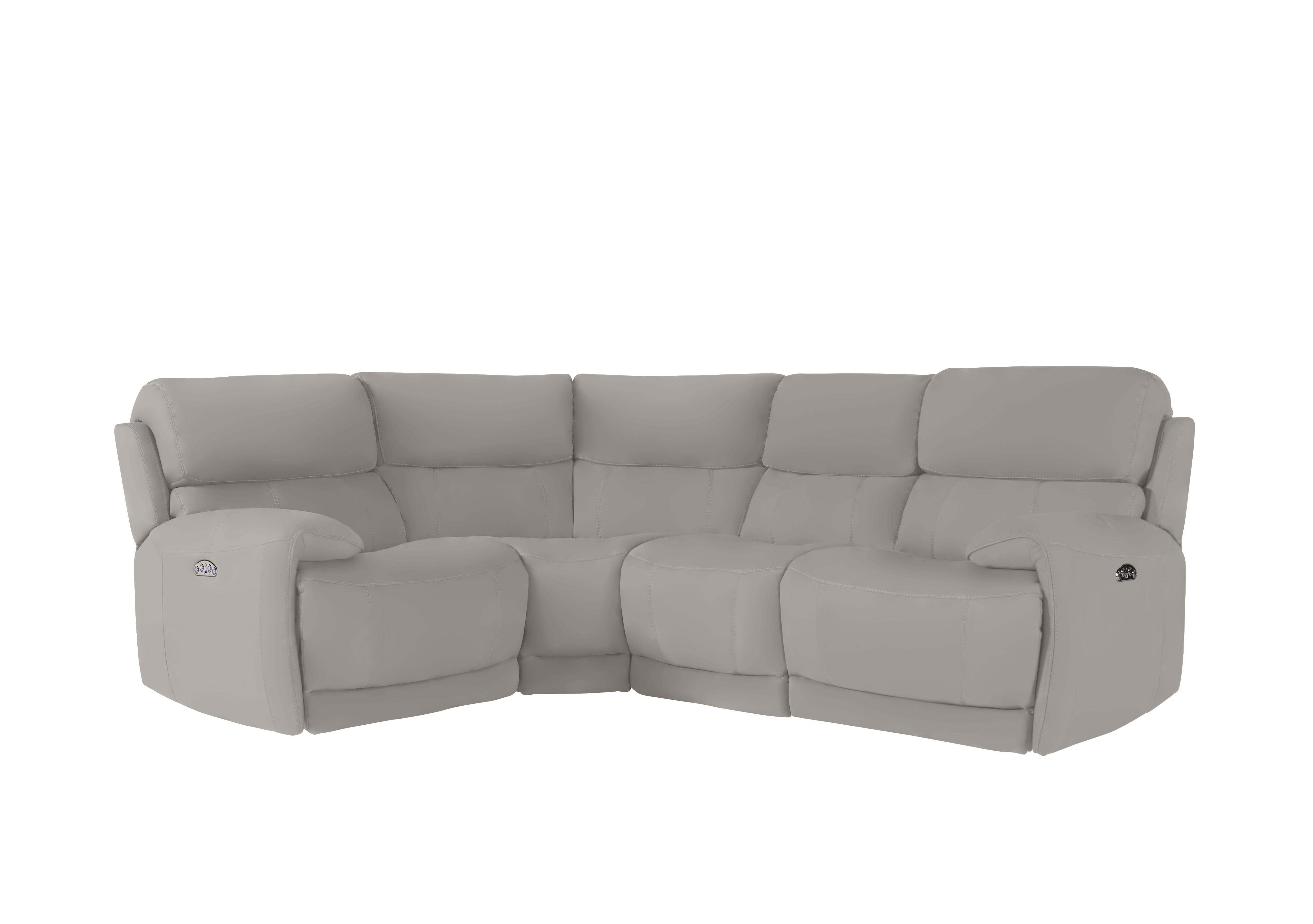 Link Leather Power Recliner Corner Sofa with Power Headrests in Bv-946b Silver Grey on Furniture Village