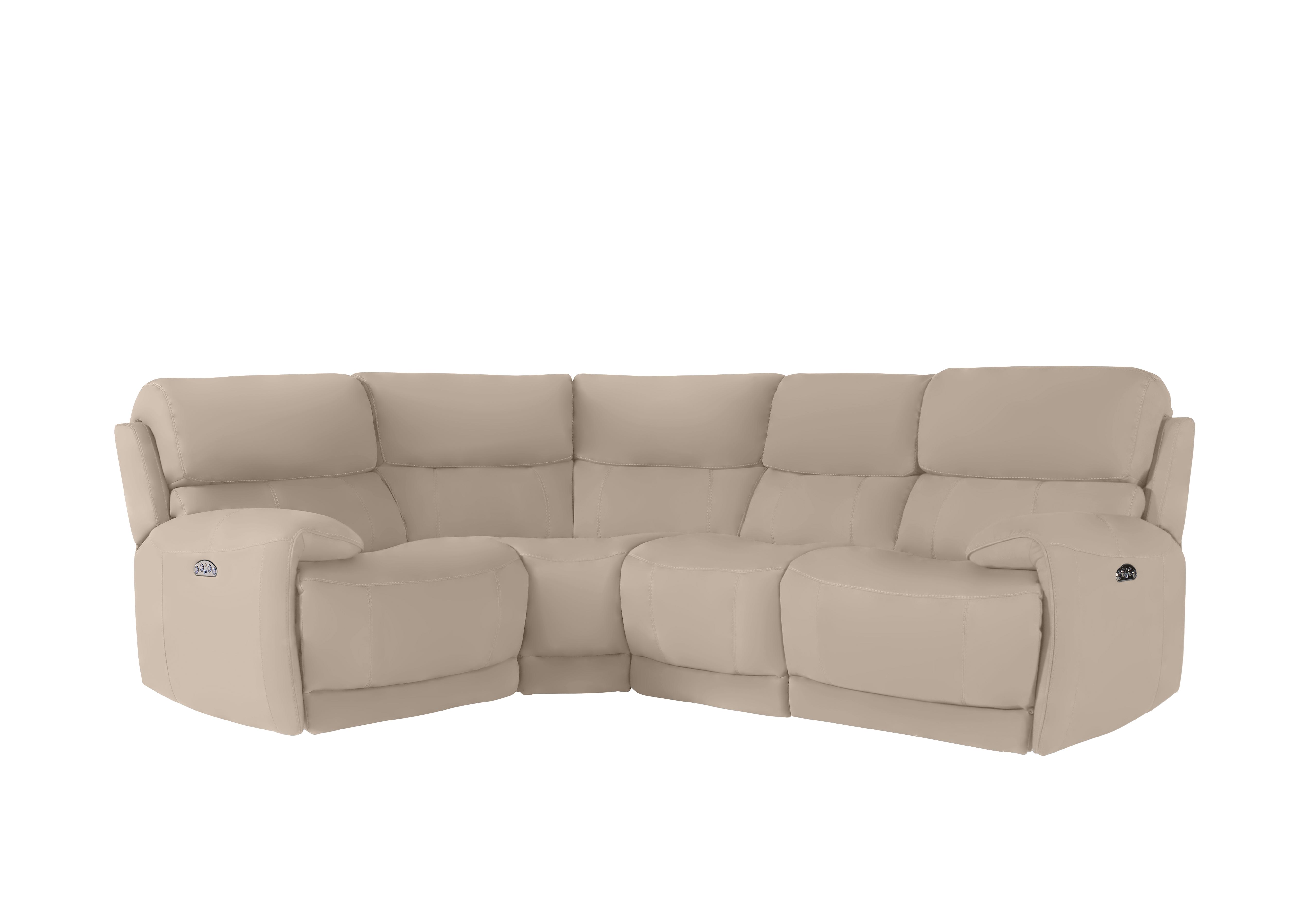 Link Leather Power Recliner Corner Sofa with Power Headrests in Nc-039c Pebble on Furniture Village