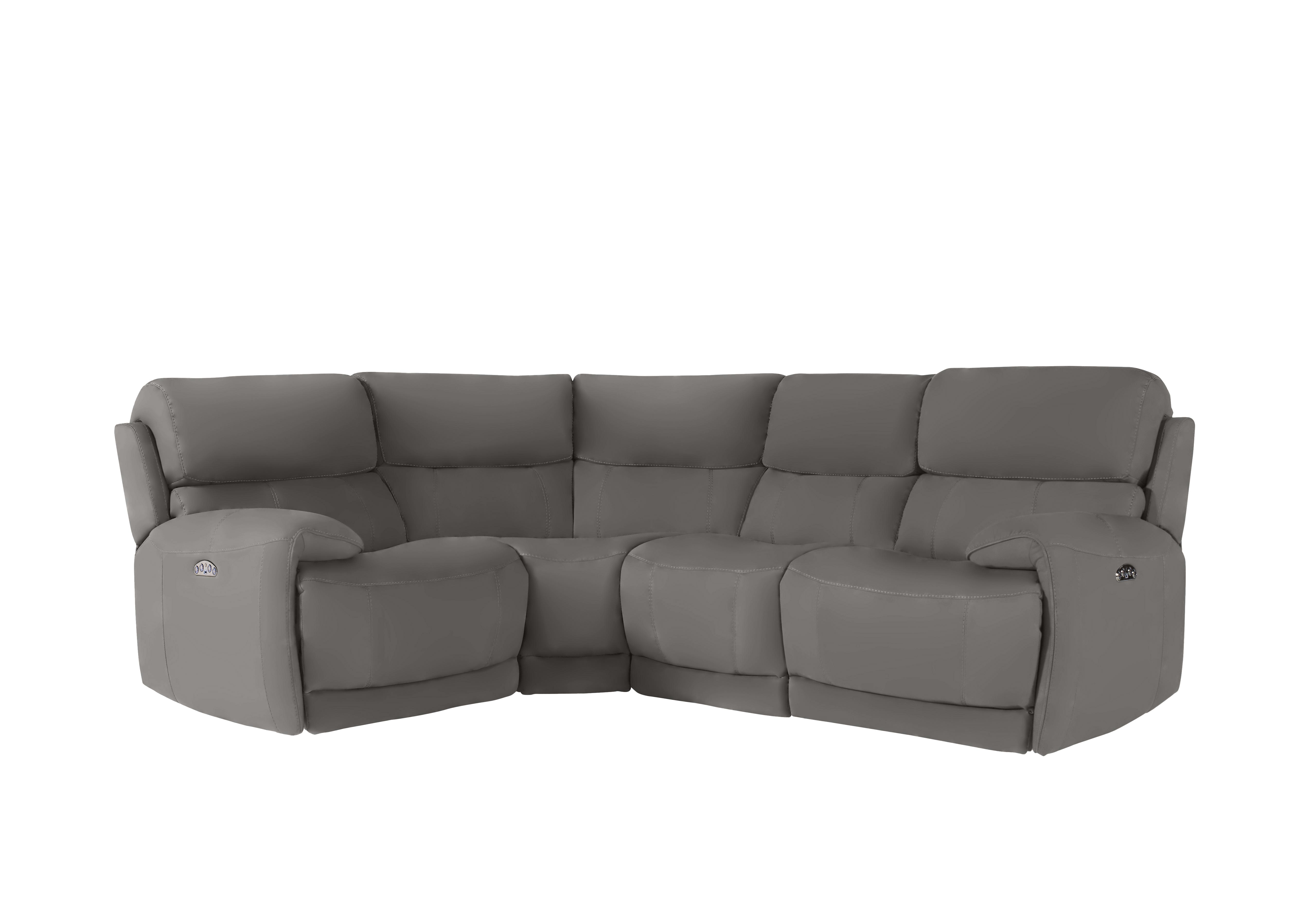 Link Leather Power Recliner Corner Sofa with Power Headrests in Nc-042e Elephant on Furniture Village