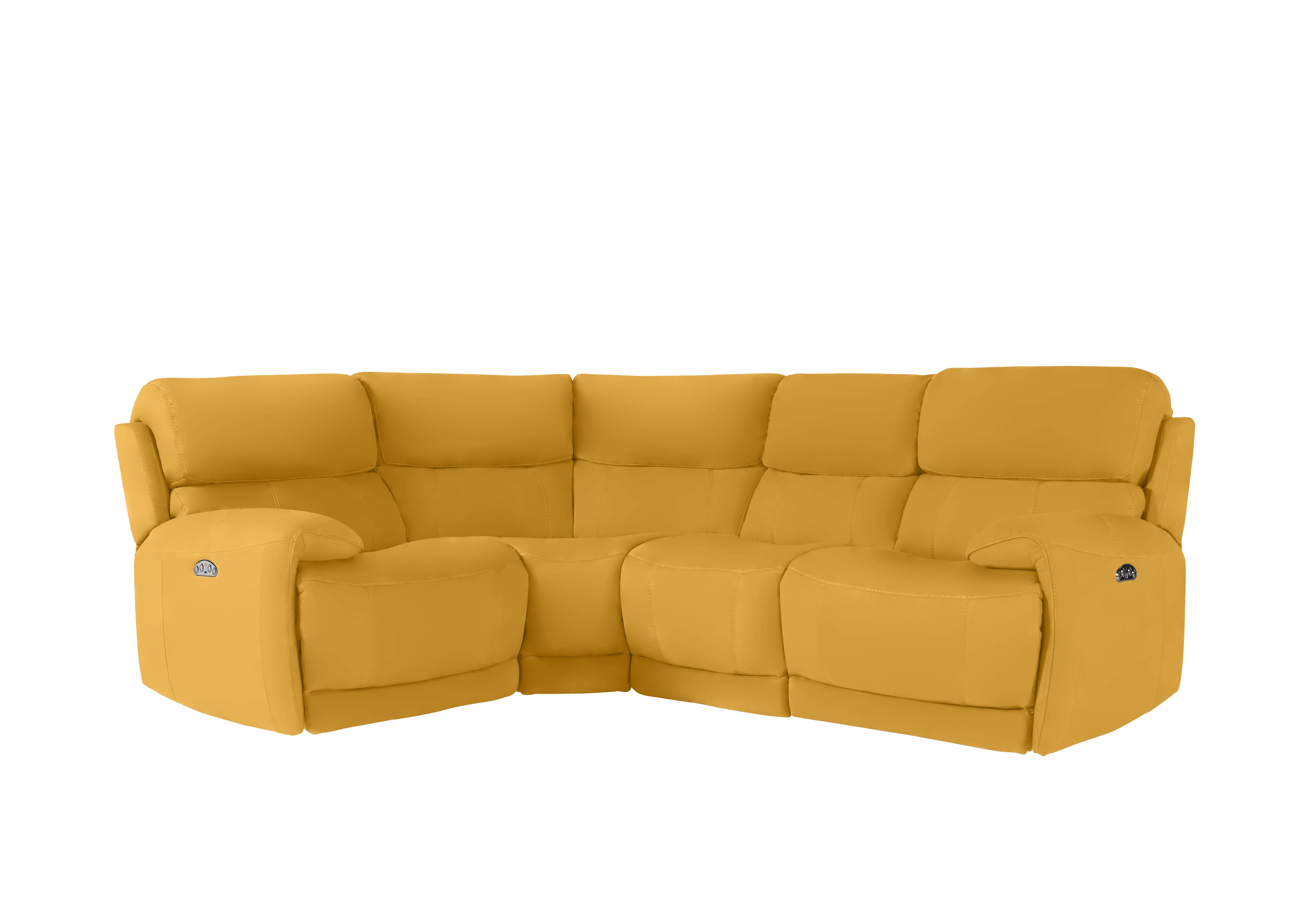 Link Leather Power Recliner Corner Sofa with Power Headrests in Nc-303e Sunflower on Furniture Village