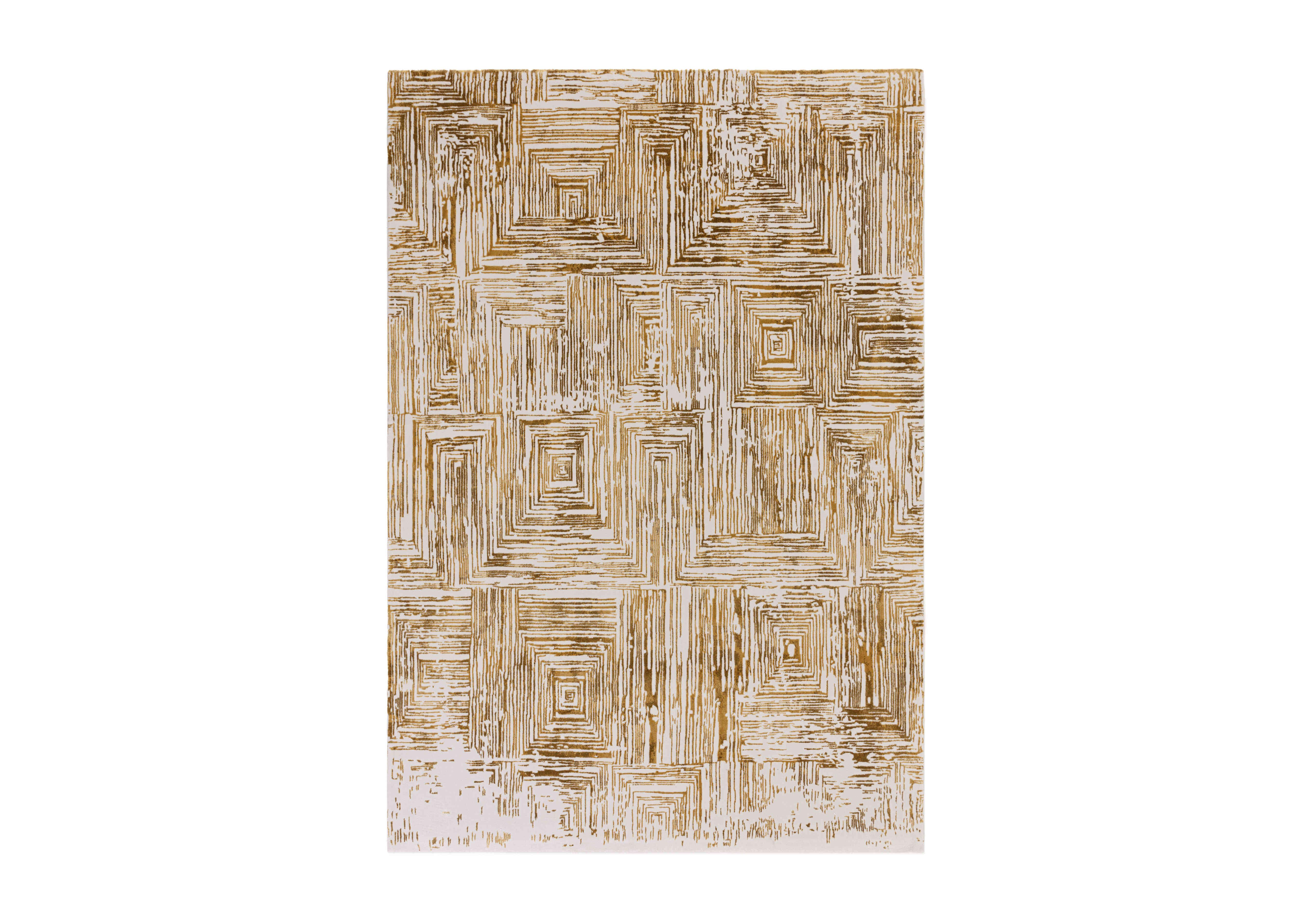 Kuza Portrait Rug in Gold on Furniture Village