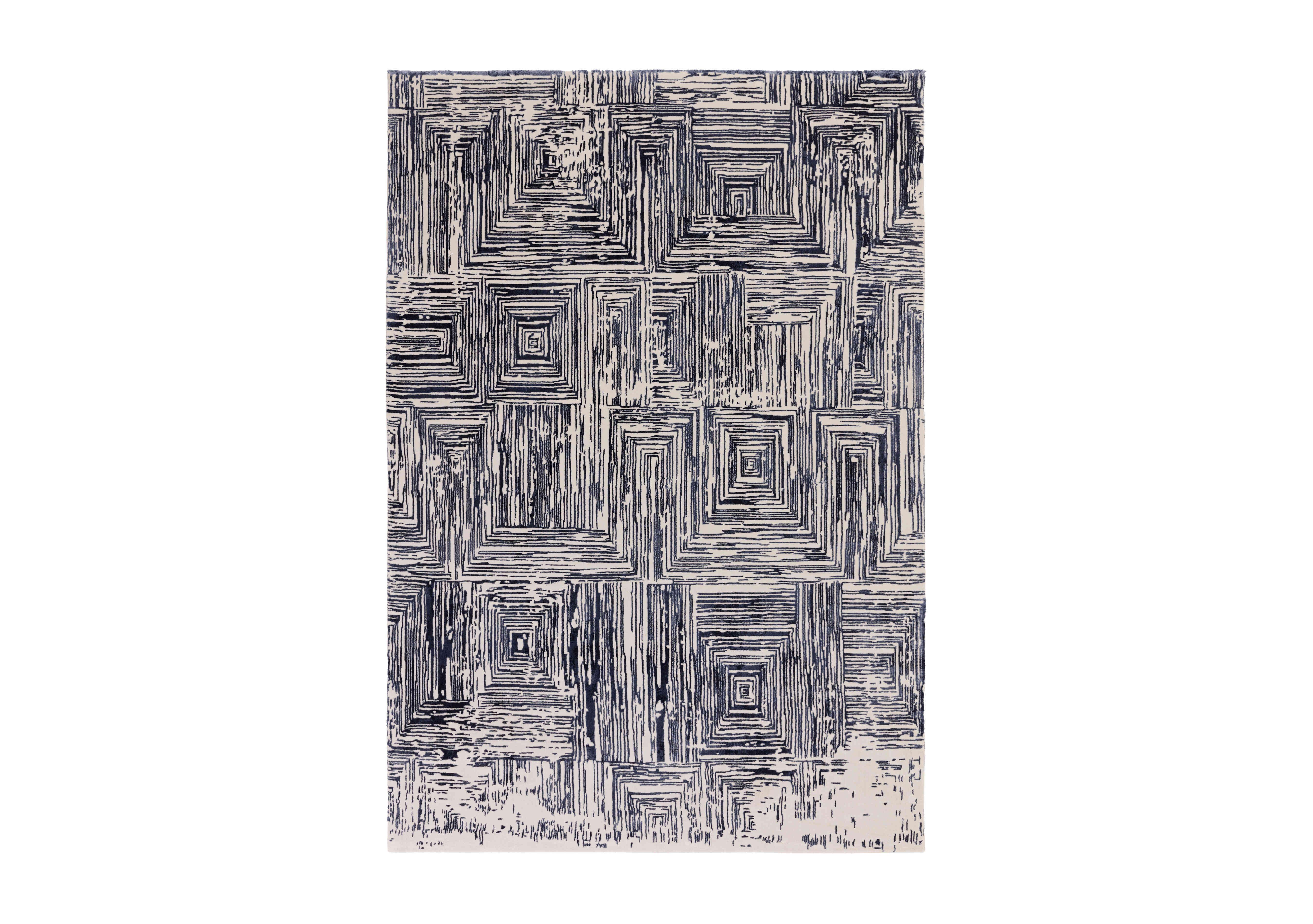 Kuza Portrait Rug in Navy on Furniture Village